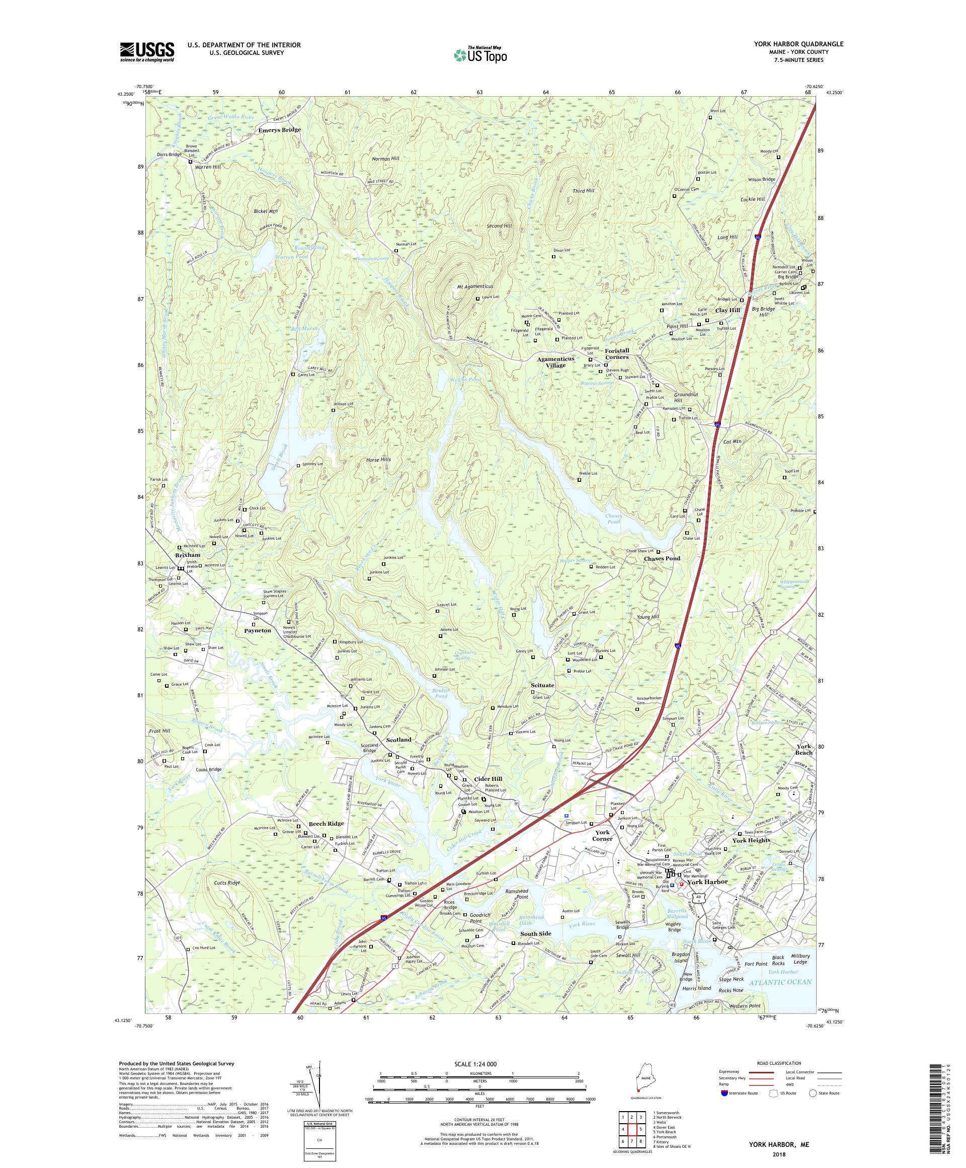 MyTopo York Harbor, Maine USGS Quad Topo Map