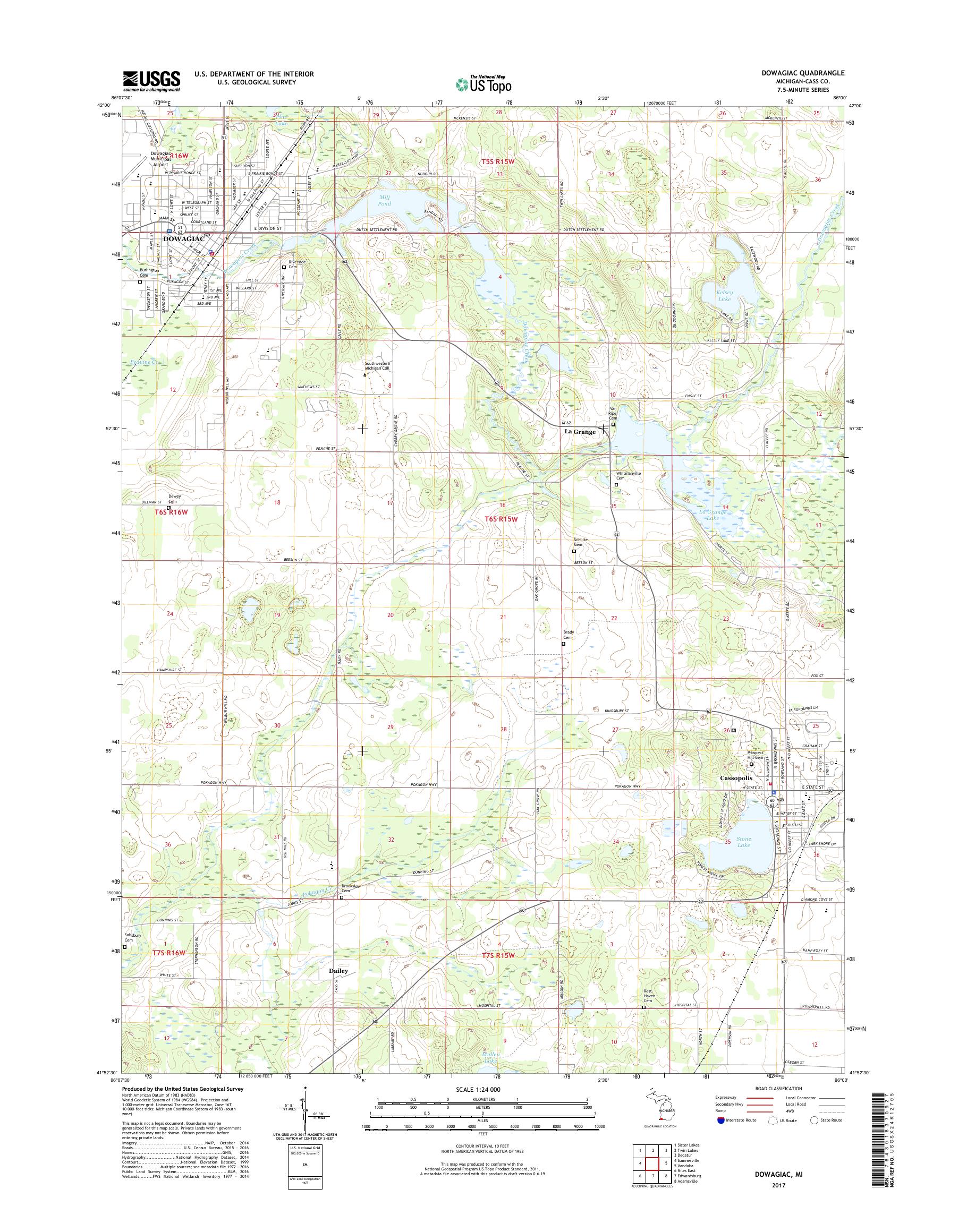 MyTopo Dowagiac, Michigan USGS Quad Topo Map