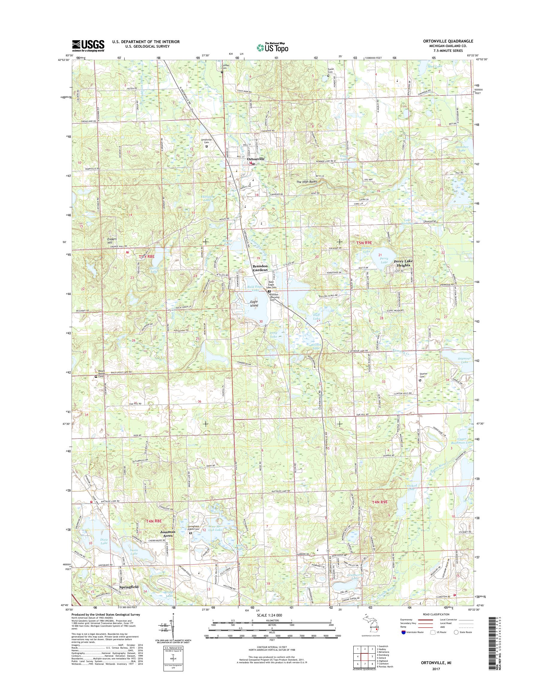 MyTopo Ortonville, Michigan USGS Quad Topo Map