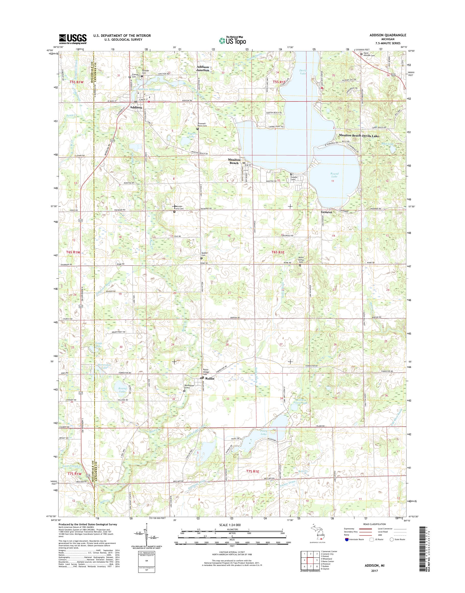 MyTopo Addison, Michigan USGS Quad Topo Map