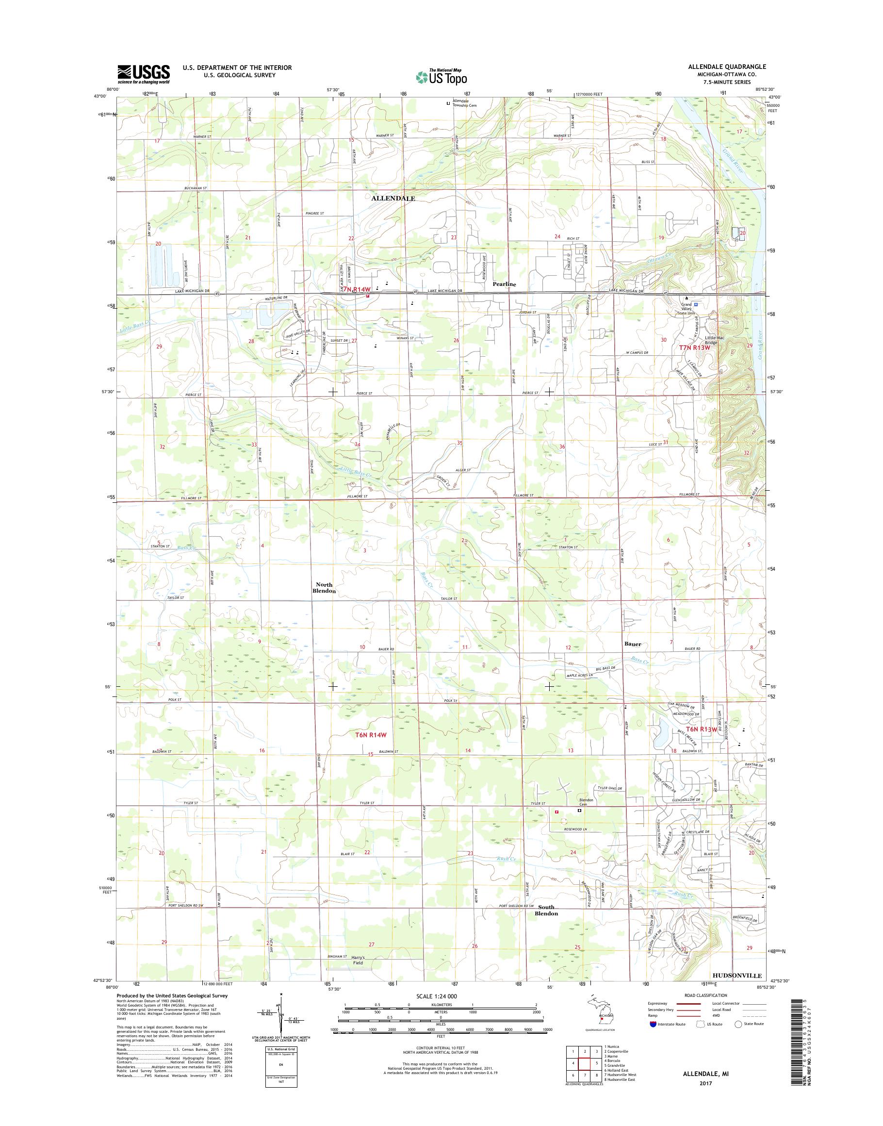 MyTopo Allendale, Michigan USGS Quad Topo Map