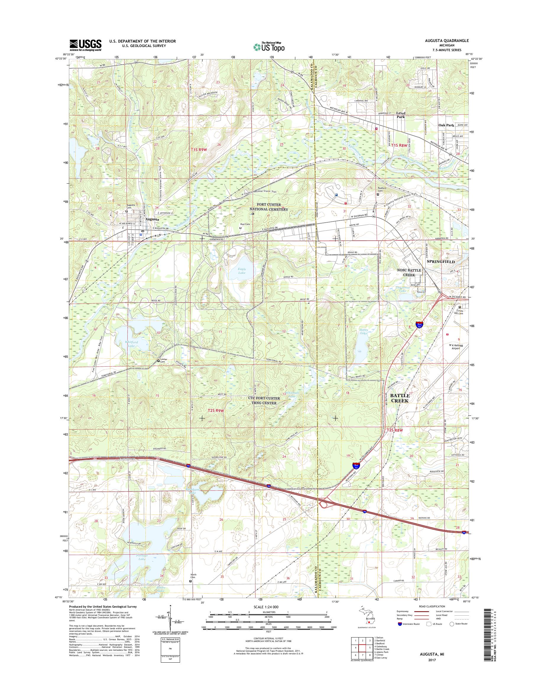 MyTopo Augusta, Michigan USGS Quad Topo Map