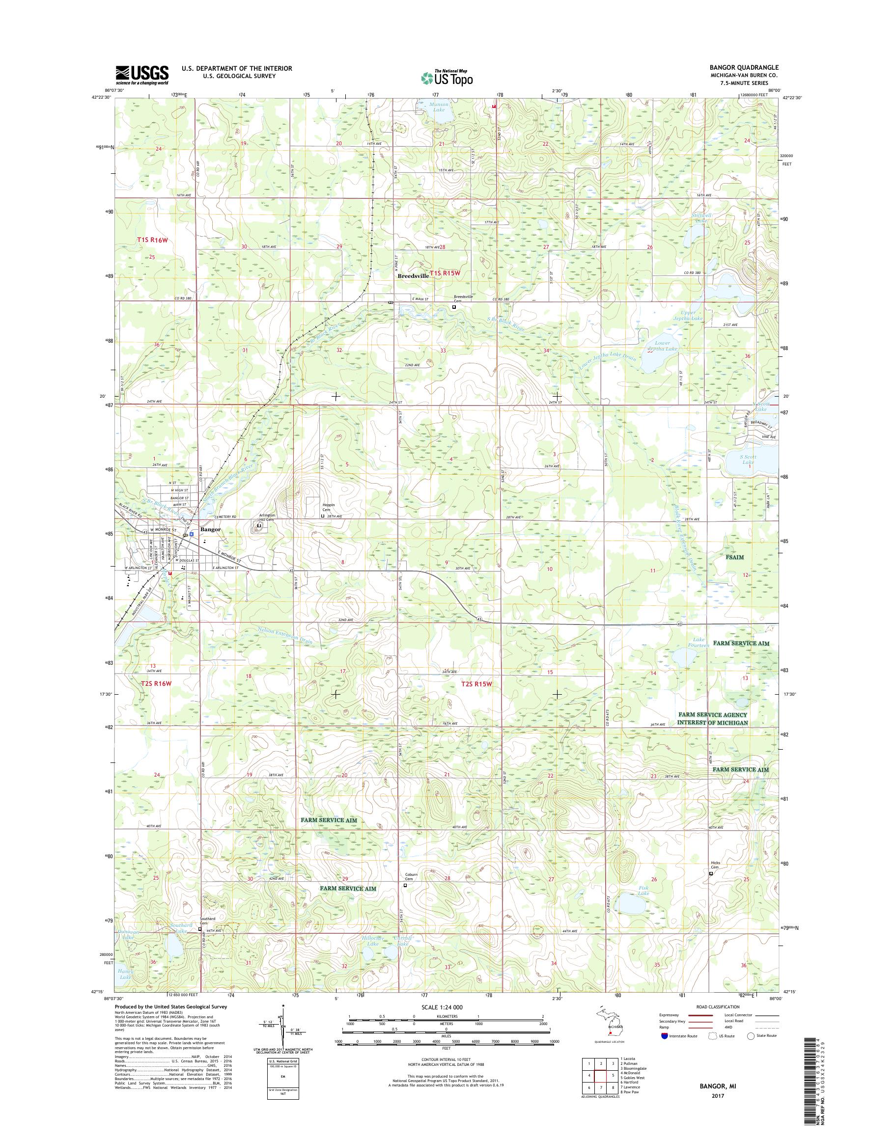 MyTopo Bangor, Michigan USGS Quad Topo Map