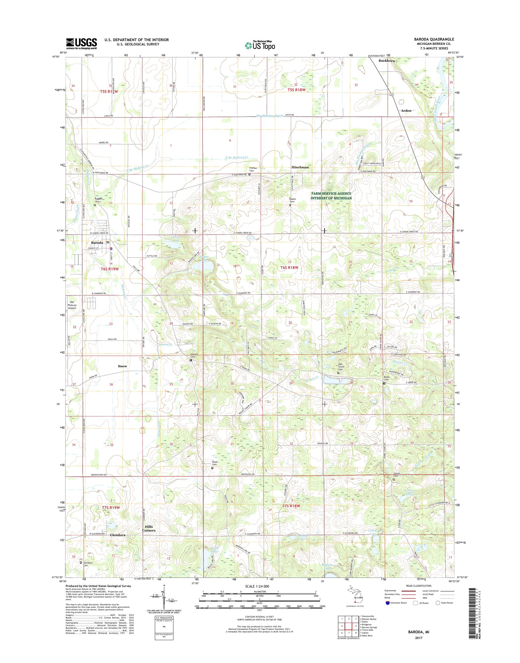 MyTopo Baroda, Michigan USGS Quad Topo Map