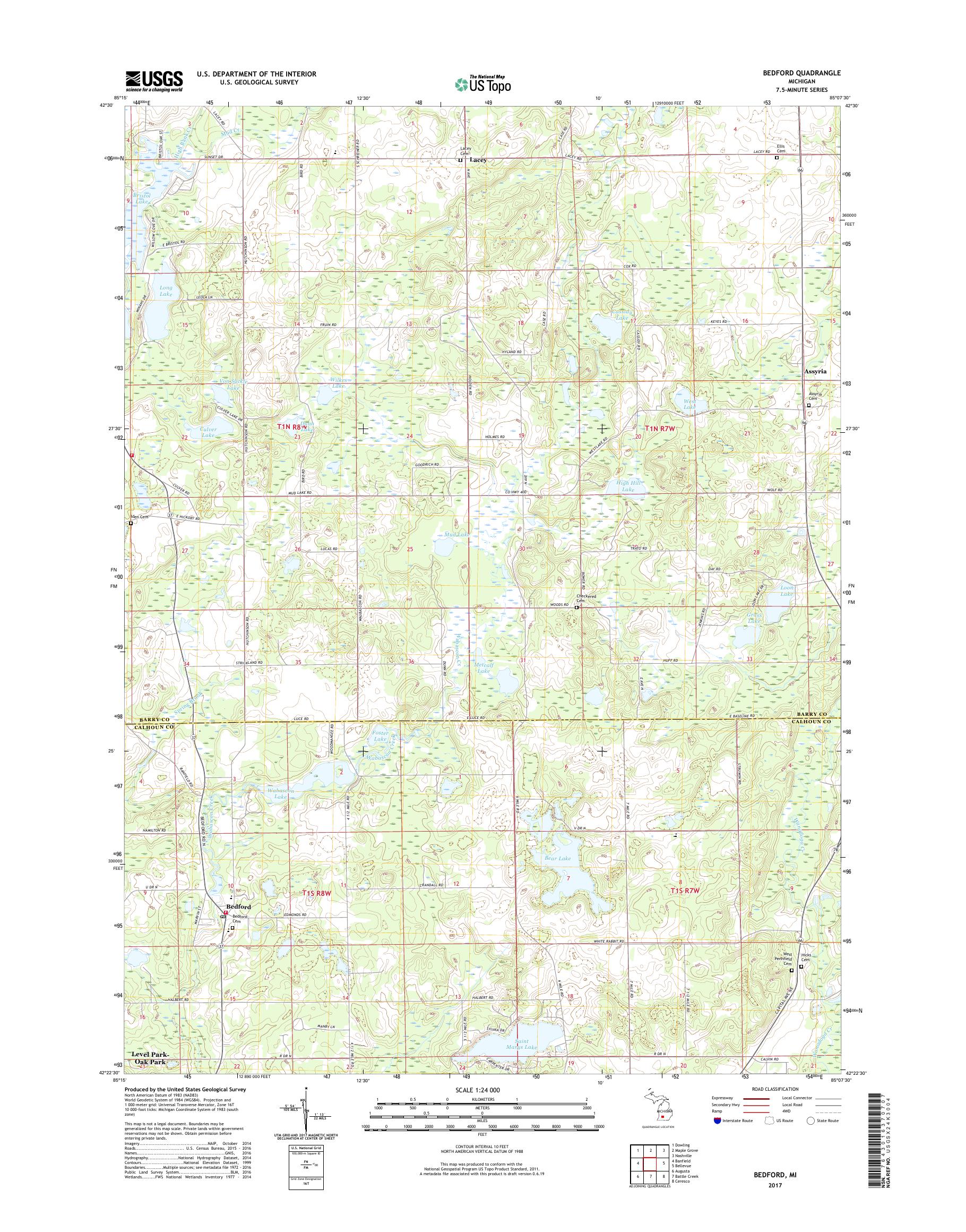 MyTopo Bedford, Michigan USGS Quad Topo Map