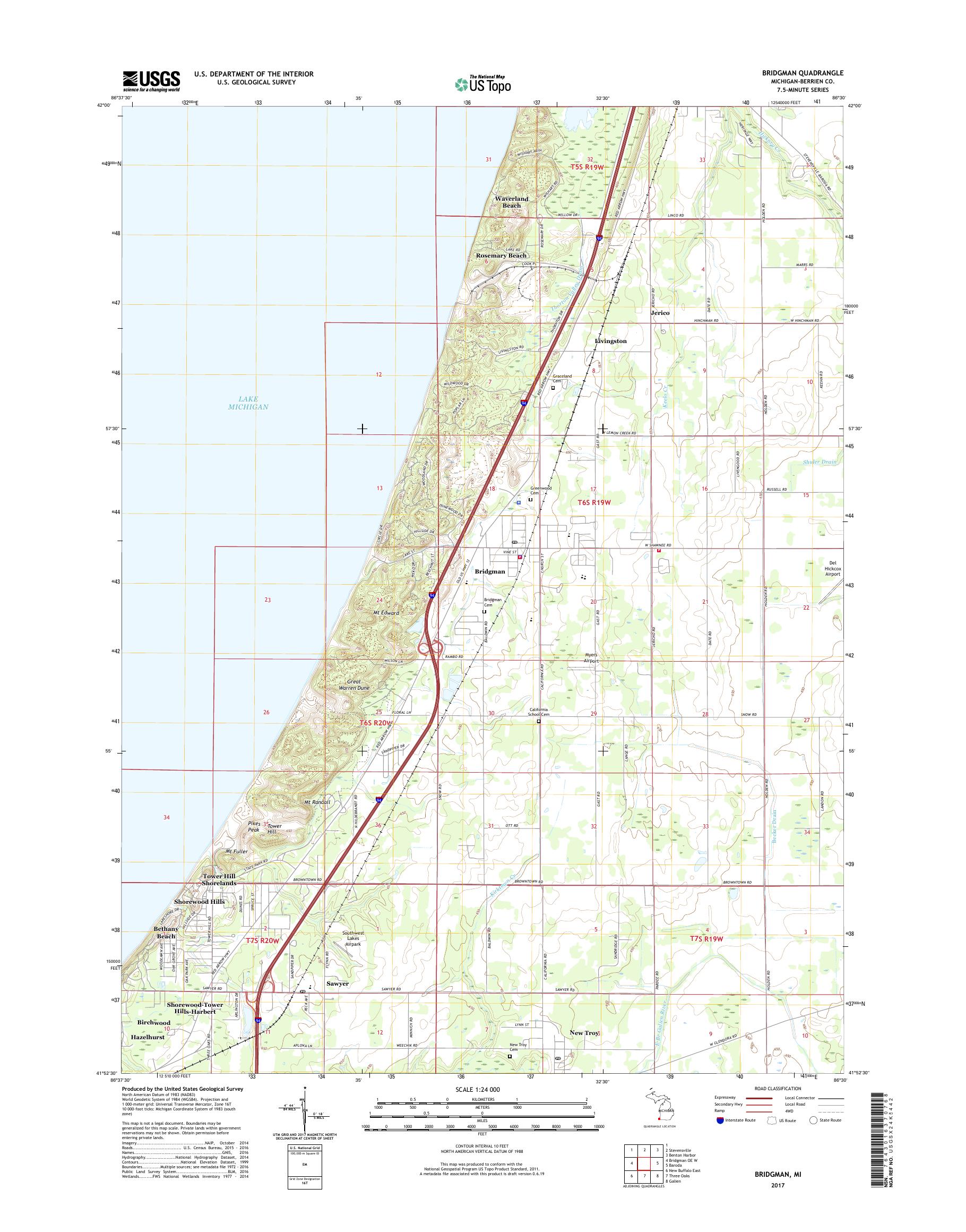 MyTopo Bridgman, Michigan USGS Quad Topo Map