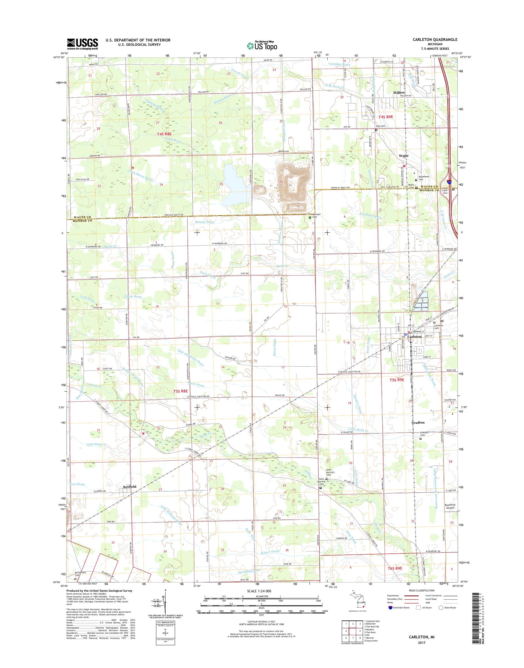 MyTopo Carleton, Michigan USGS Quad Topo Map