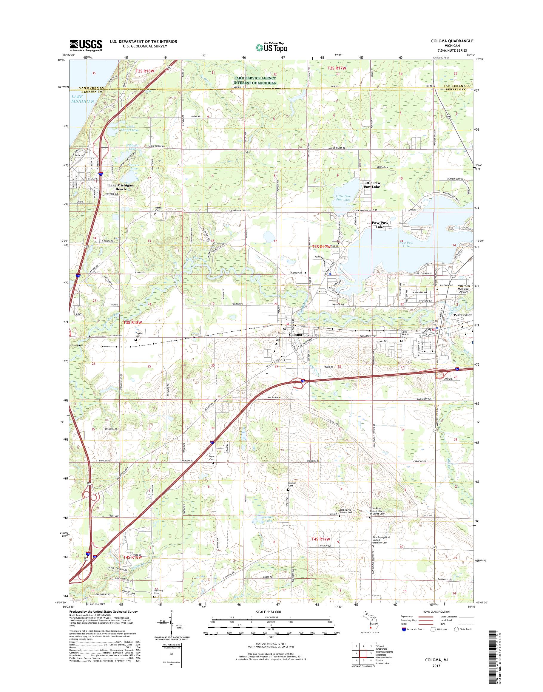 MyTopo Coloma, Michigan USGS Quad Topo Map