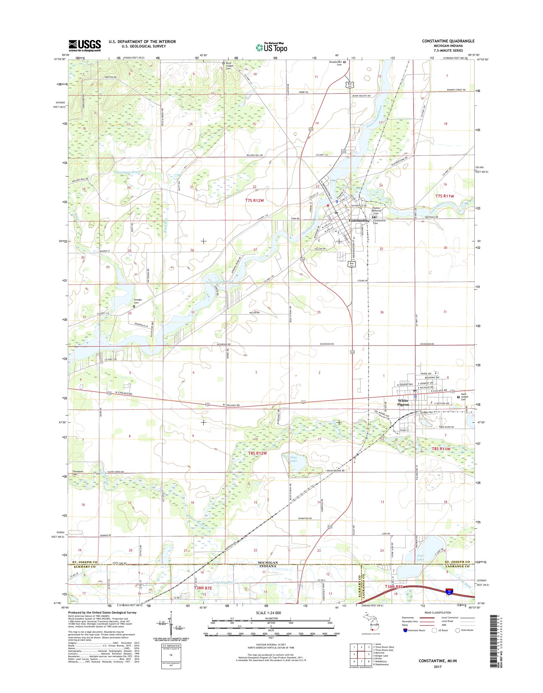MyTopo Constantine, Michigan USGS Quad Topo Map