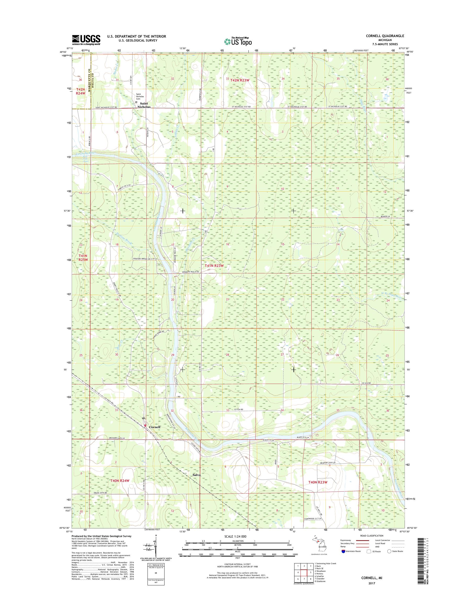 MyTopo Cornell, Michigan USGS Quad Topo Map