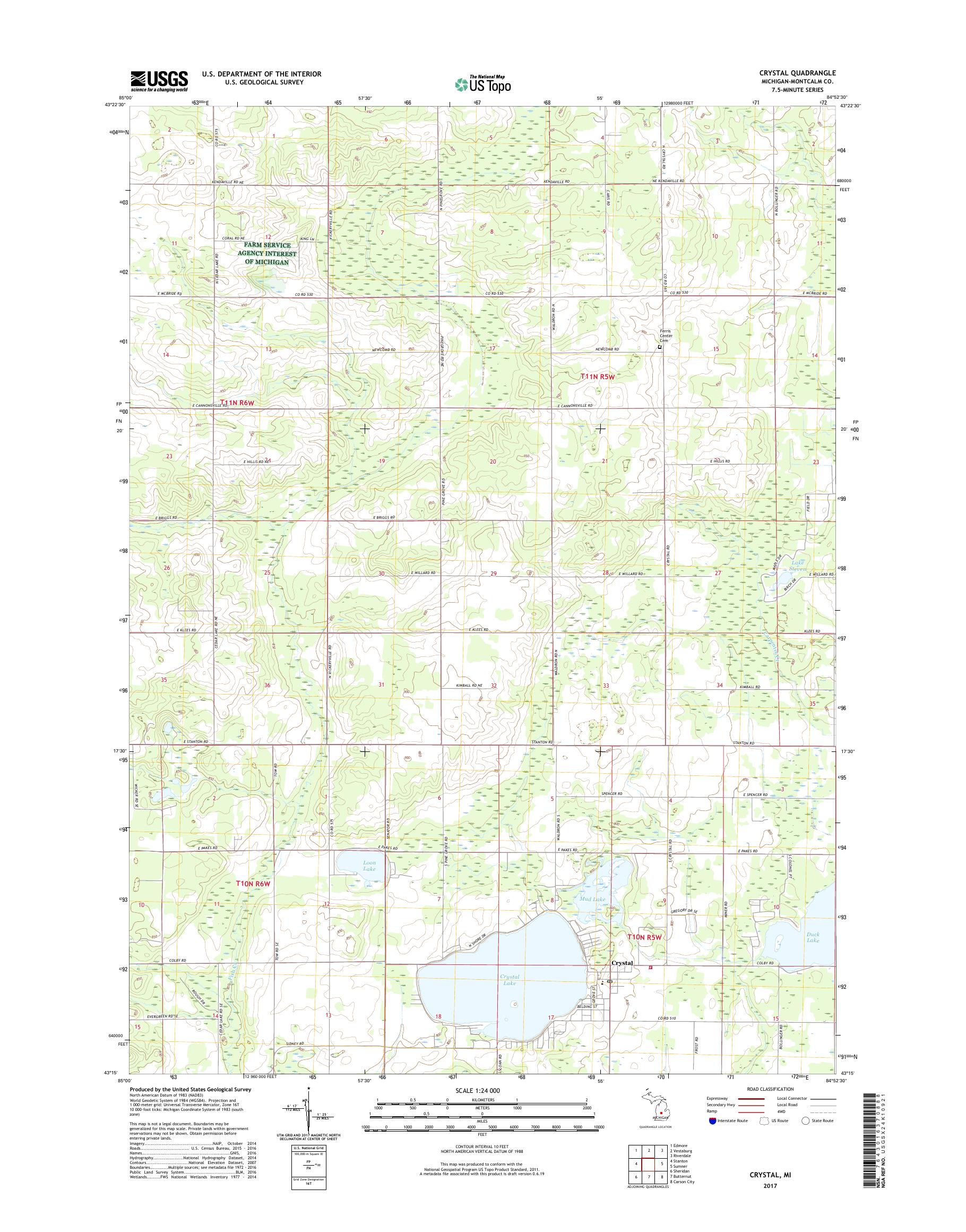 MyTopo Crystal, Michigan USGS Quad Topo Map