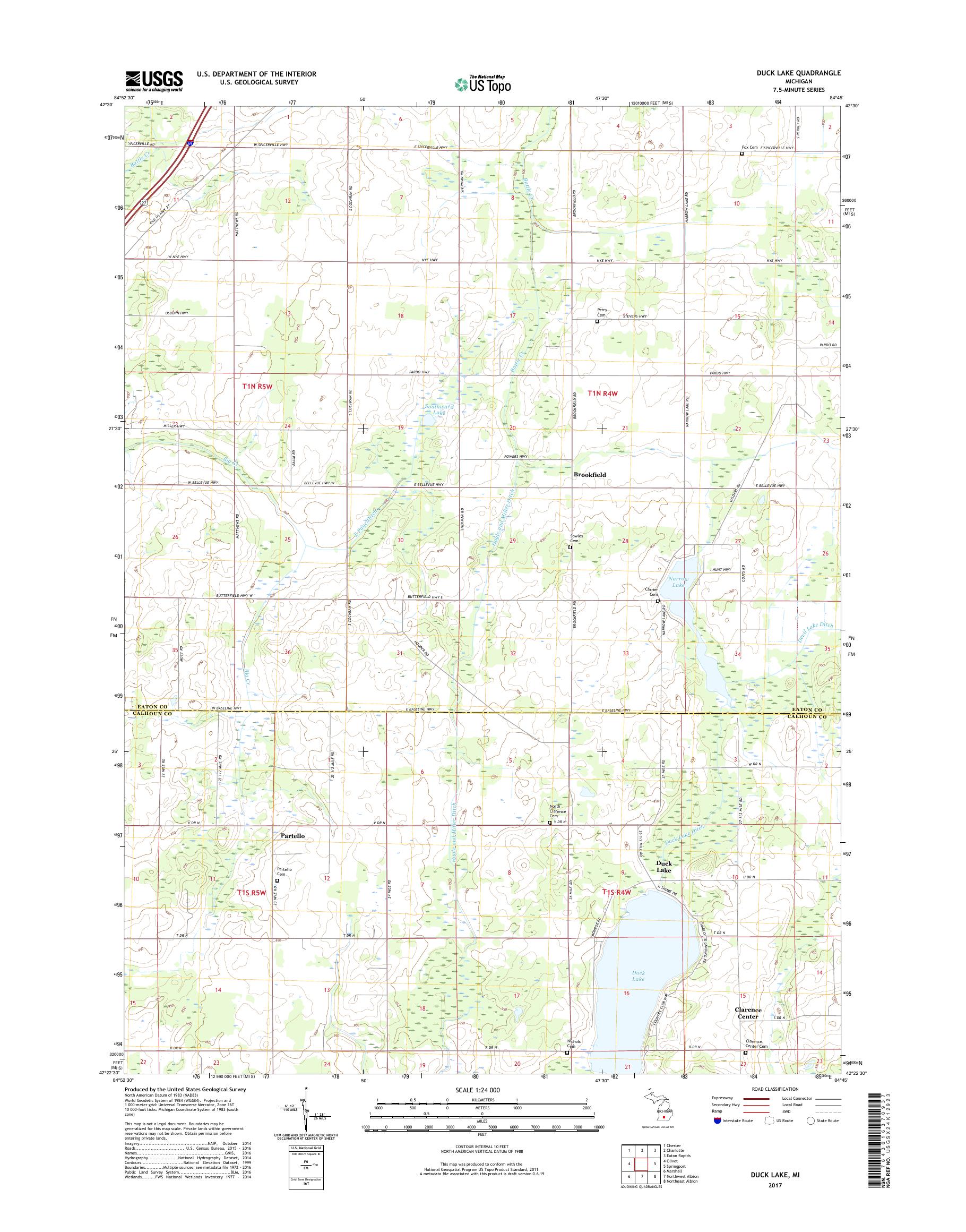 MyTopo Duck Lake, Michigan USGS Quad Topo Map