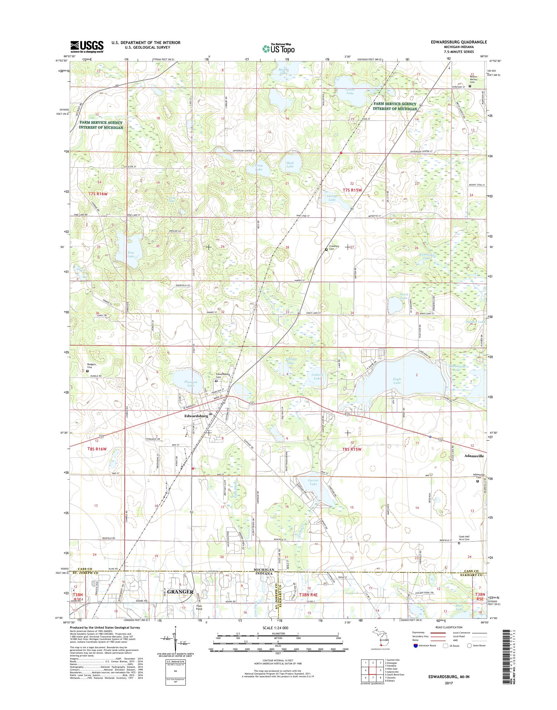 MyTopo Edwardsburg, Michigan USGS Quad Topo Map