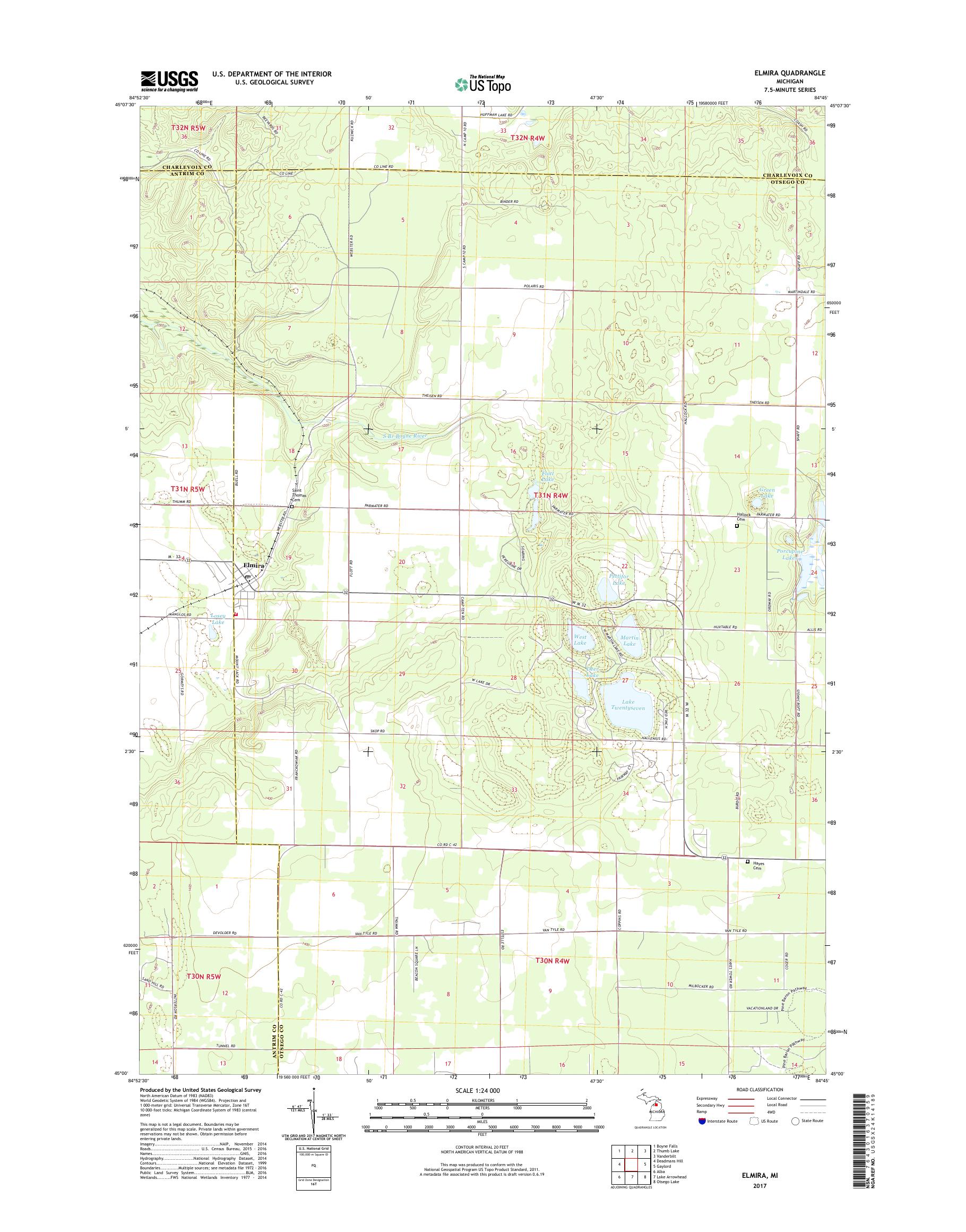 MyTopo Elmira, Michigan USGS Quad Topo Map