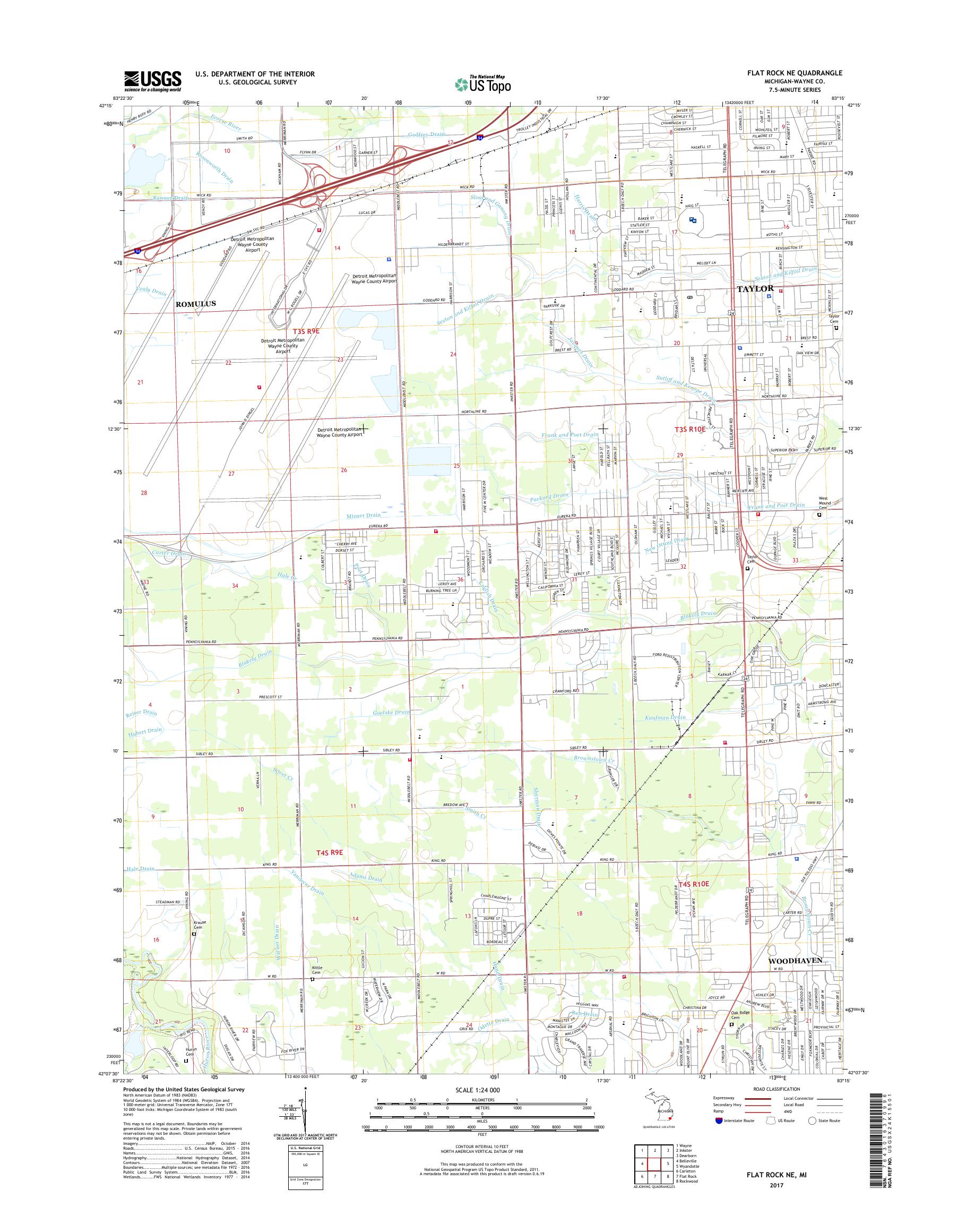 MyTopo Flat Rock NE, Michigan USGS Quad Topo Map