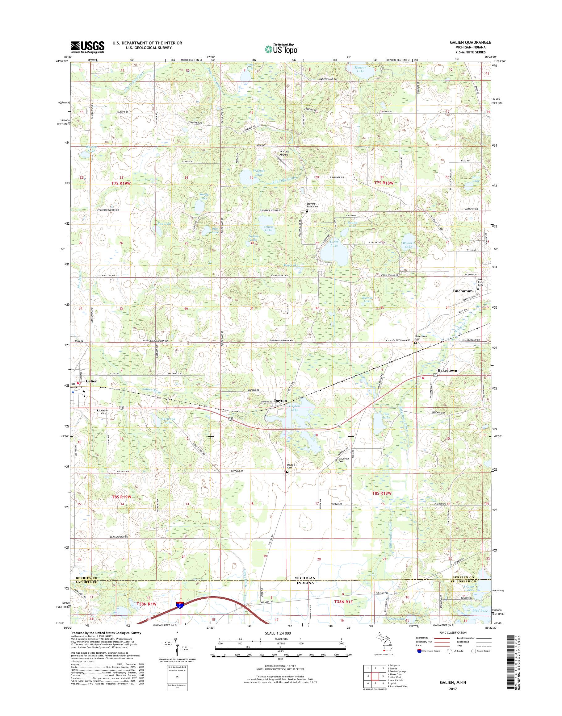 MyTopo Galien, Michigan USGS Quad Topo Map