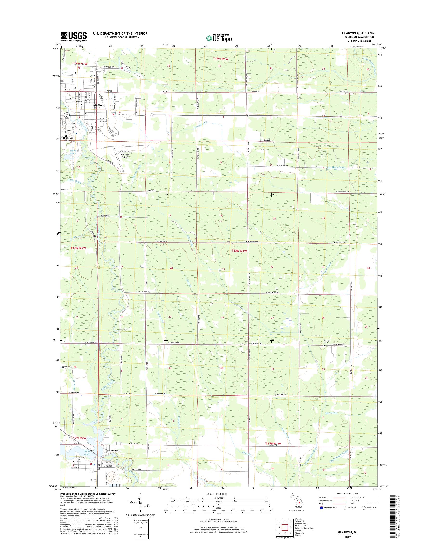 MyTopo Gladwin, Michigan USGS Quad Topo Map
