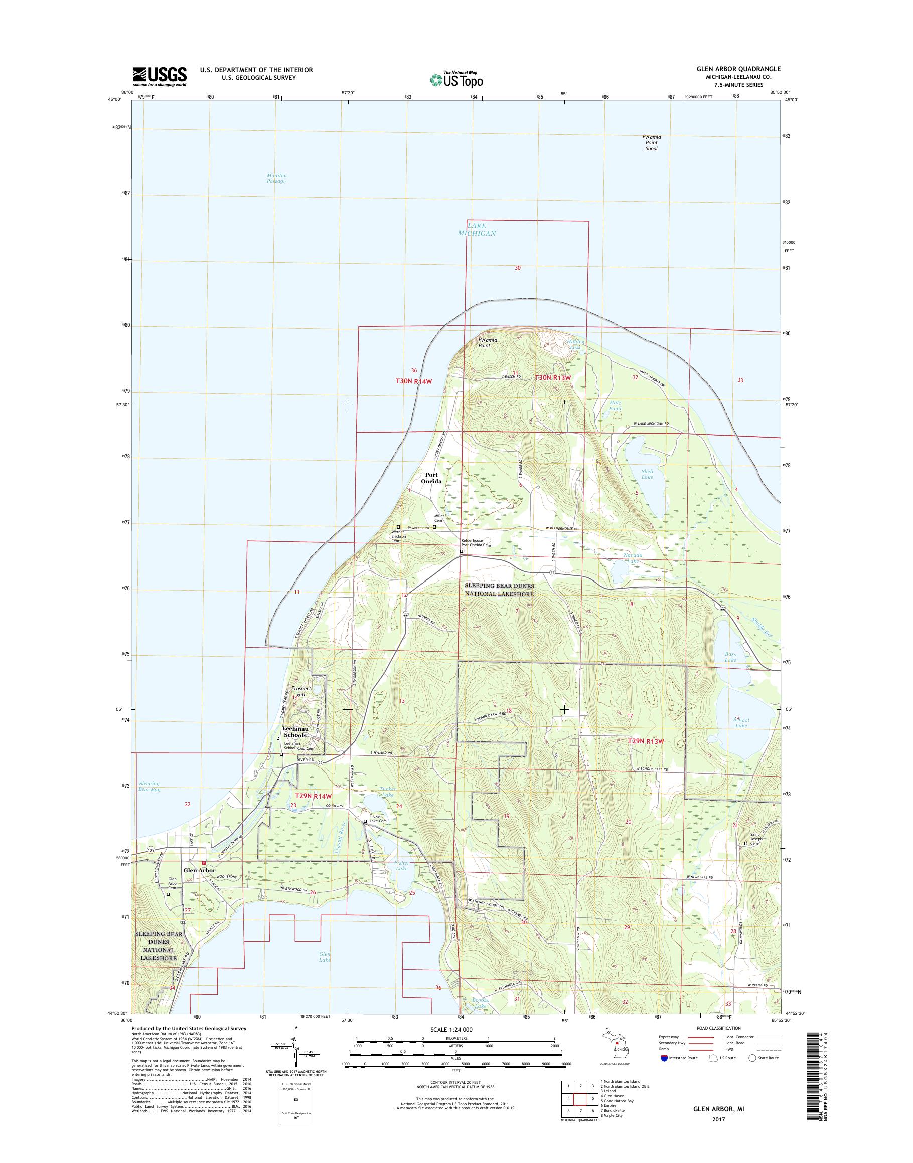 MyTopo Glen Arbor, Michigan USGS Quad Topo Map