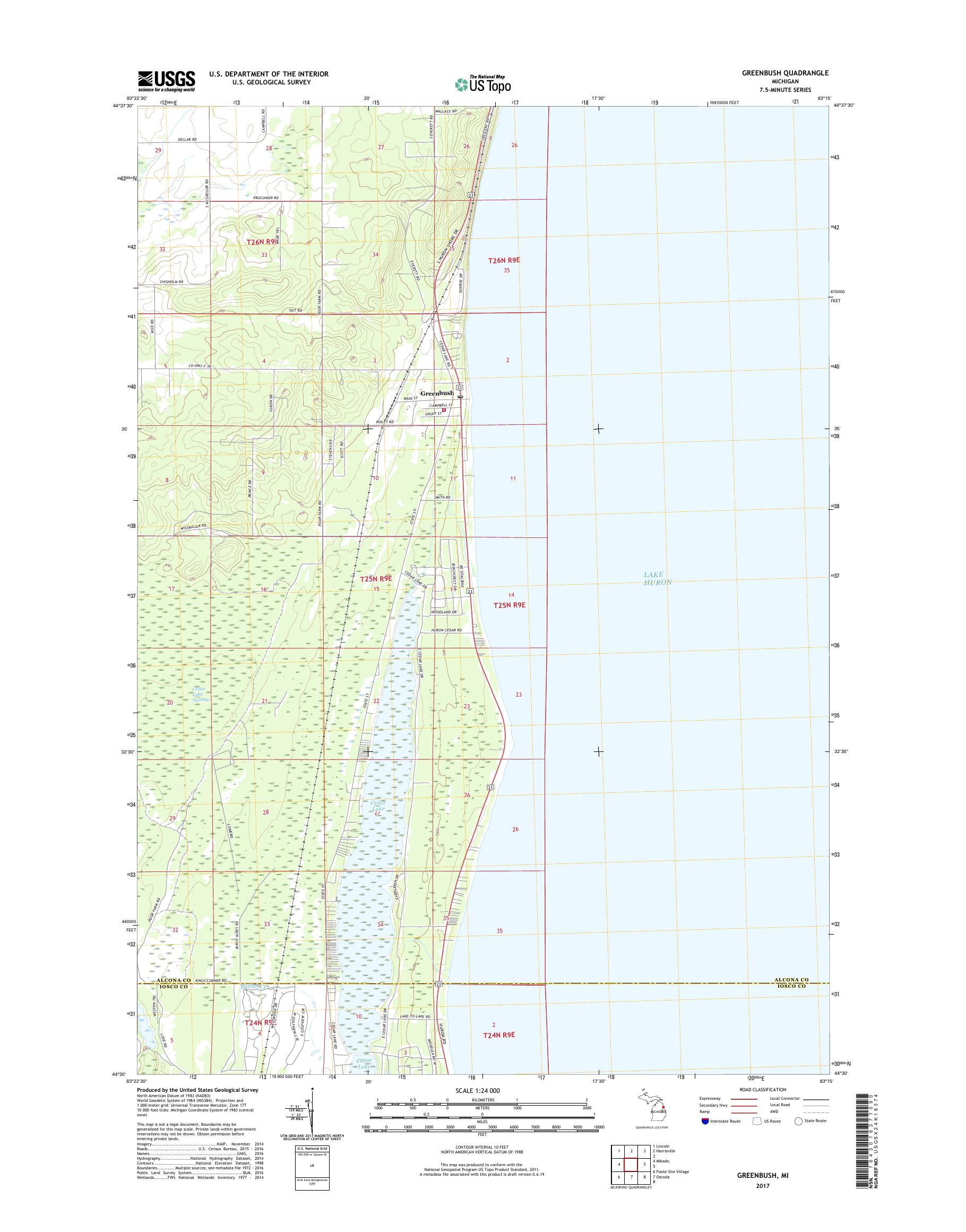 MyTopo Greenbush, Michigan USGS Quad Topo Map