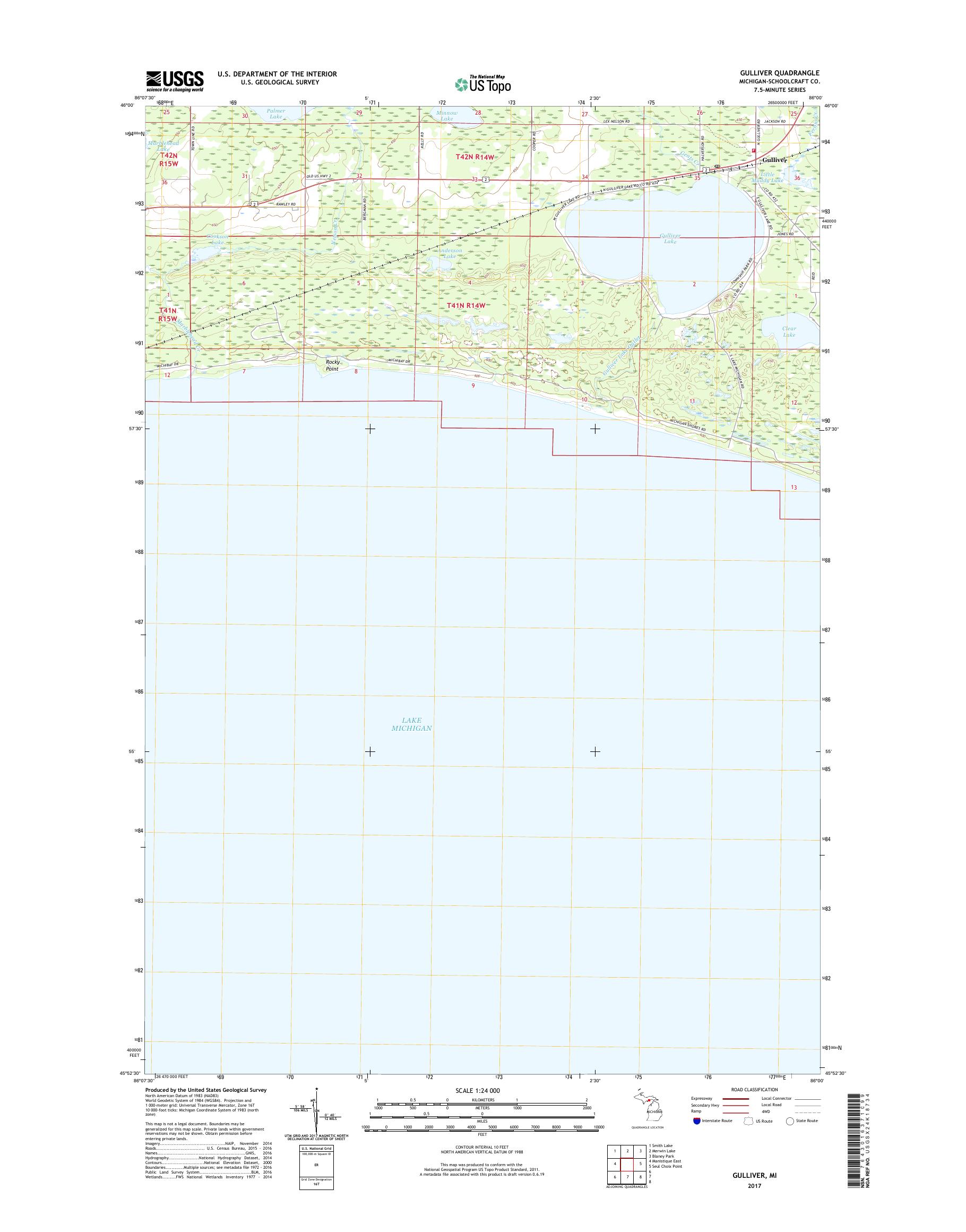 MyTopo Gulliver, Michigan USGS Quad Topo Map