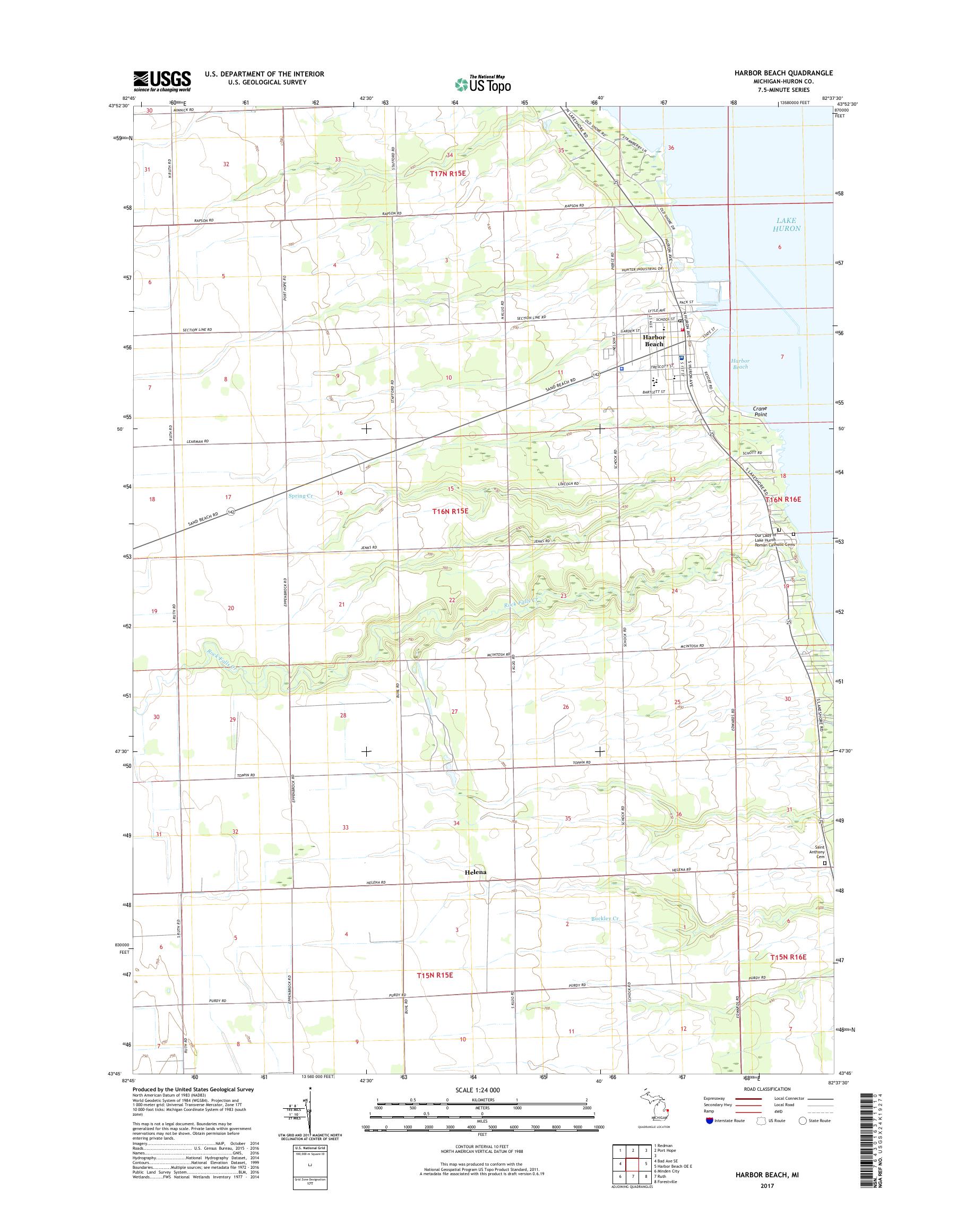 MyTopo Harbor Beach, Michigan USGS Quad Topo Map