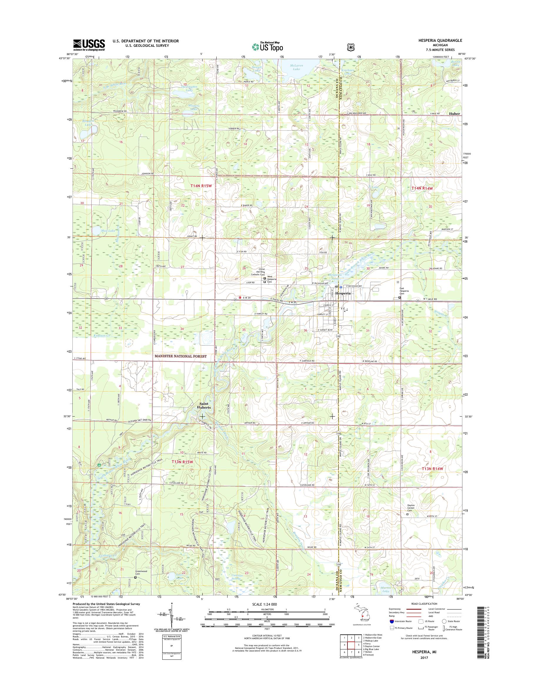 MyTopo Hesperia, Michigan USGS Quad Topo Map