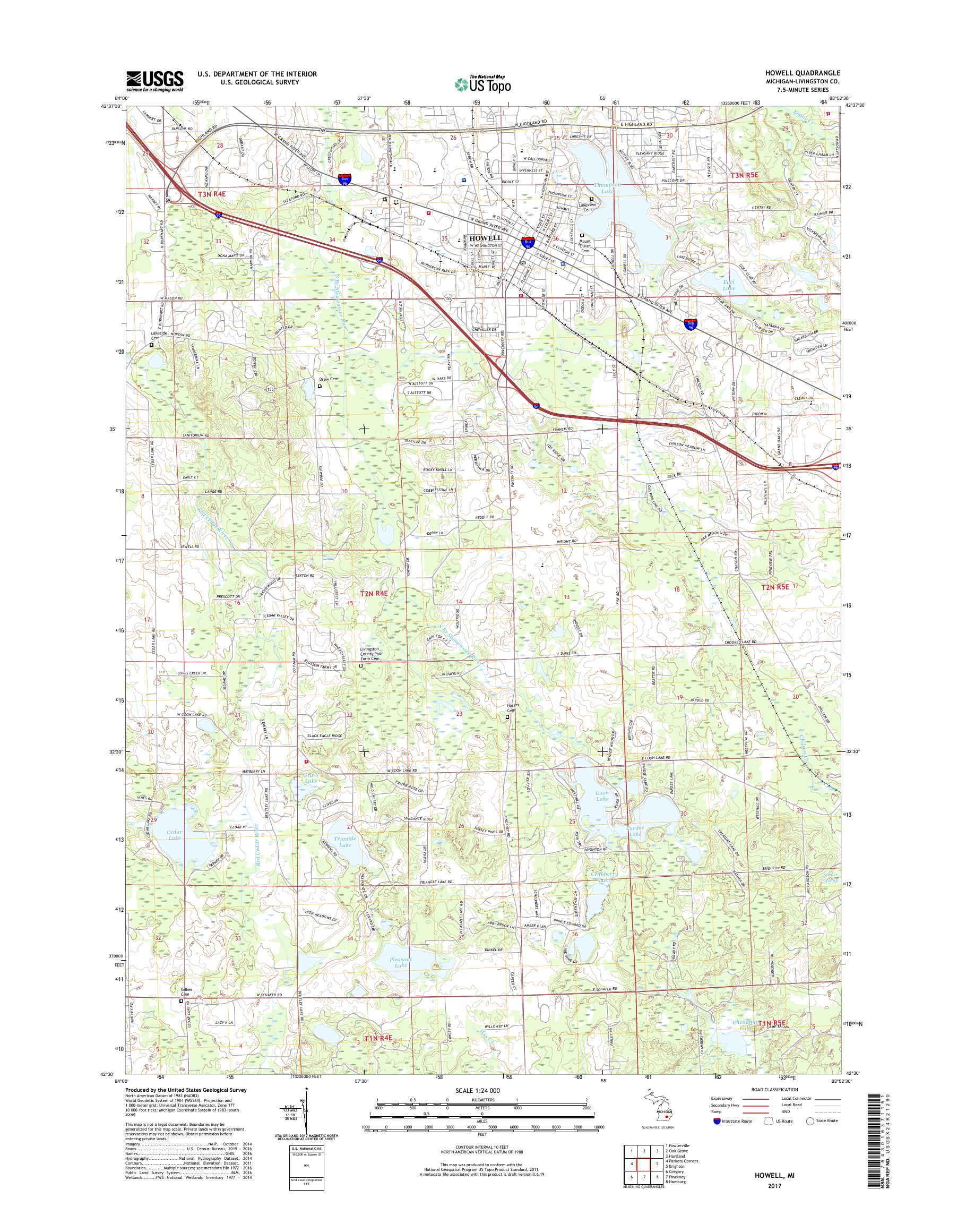 MyTopo Howell, Michigan USGS Quad Topo Map