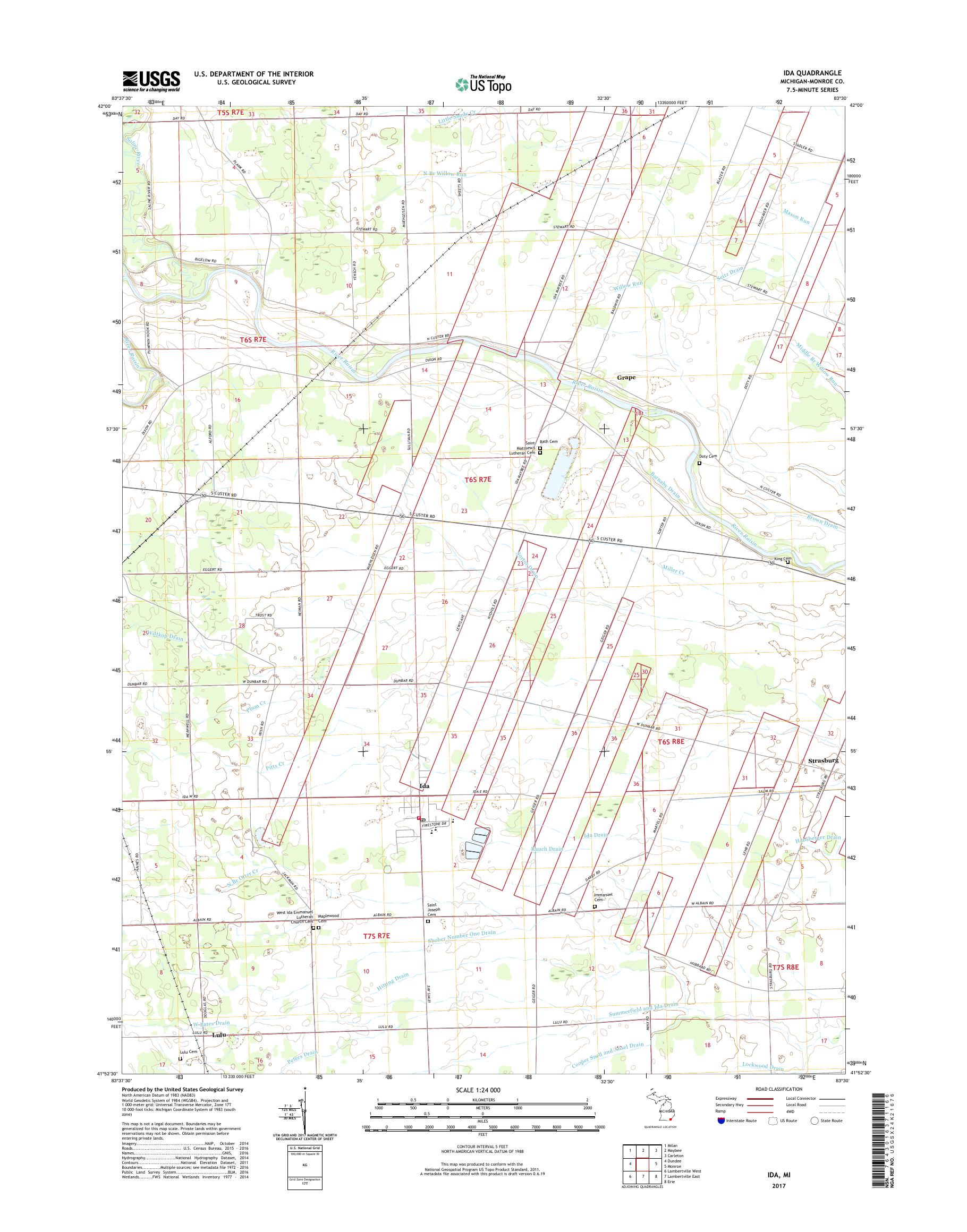 MyTopo Ida Michigan USGS Quad Topo Map mytopo-ida-michigan-usgs-quad-topo-map