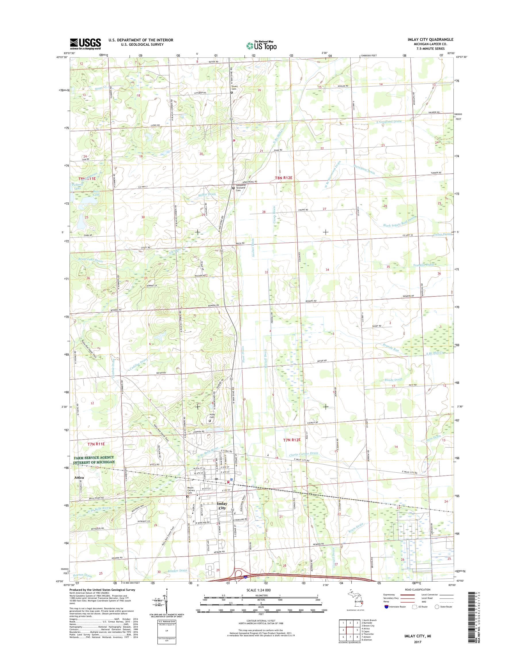 MyTopo Imlay City, Michigan USGS Quad Topo Map