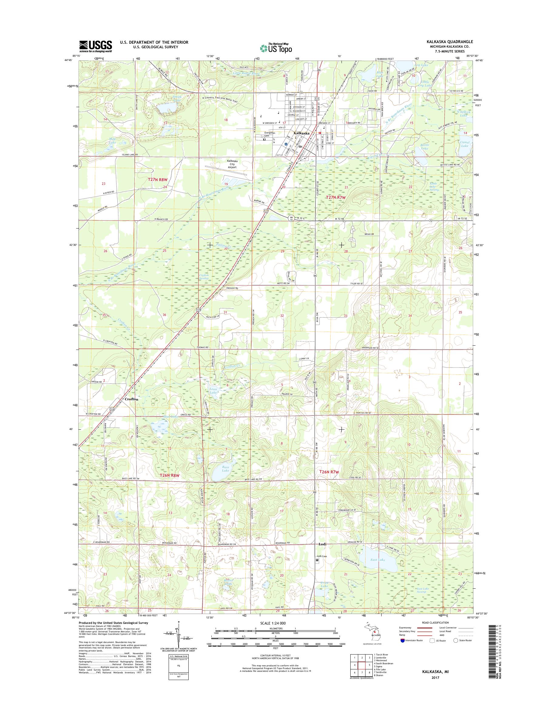 MyTopo Kalkaska, Michigan USGS Quad Topo Map