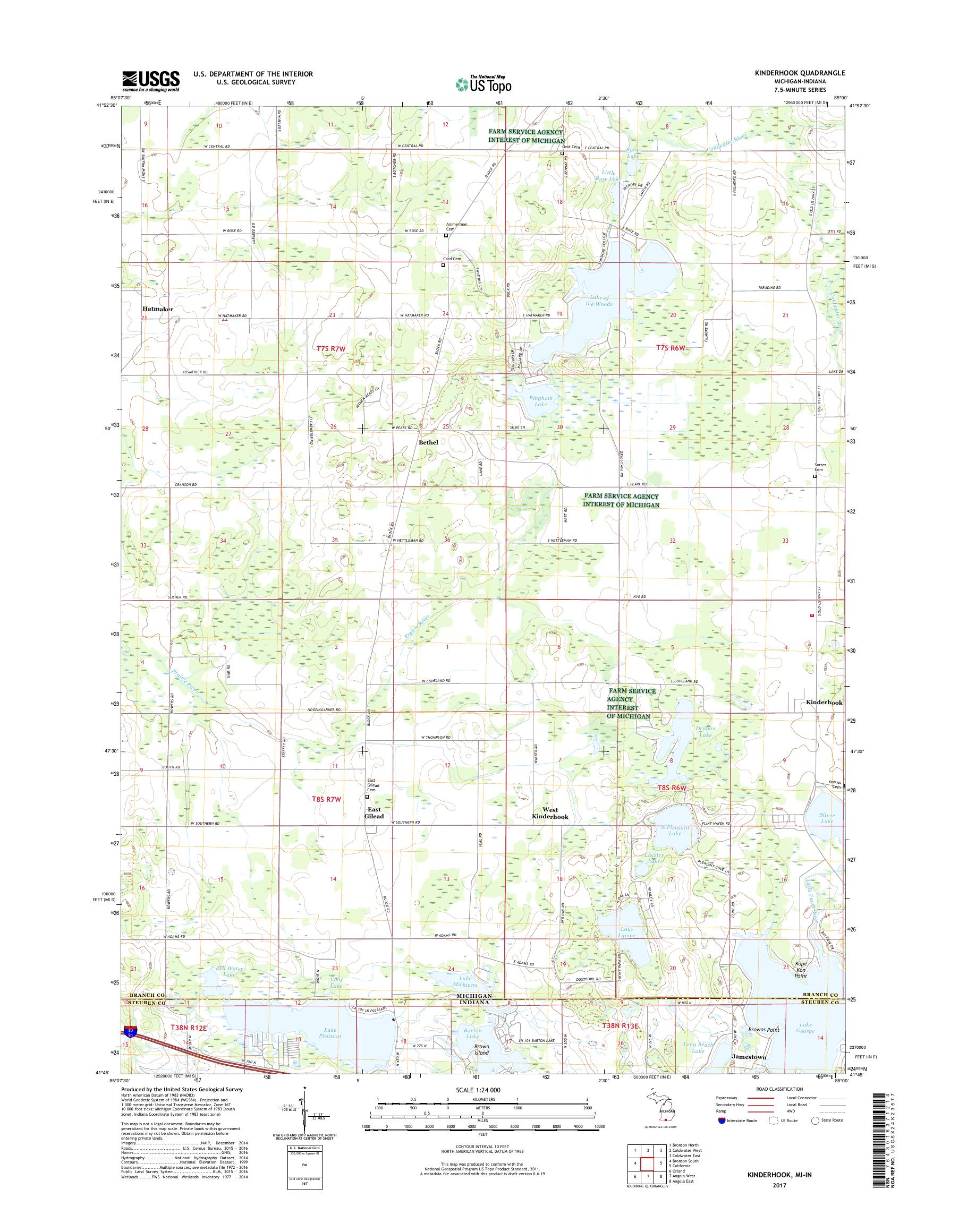 MyTopo Kinderhook, Michigan USGS Quad Topo Map