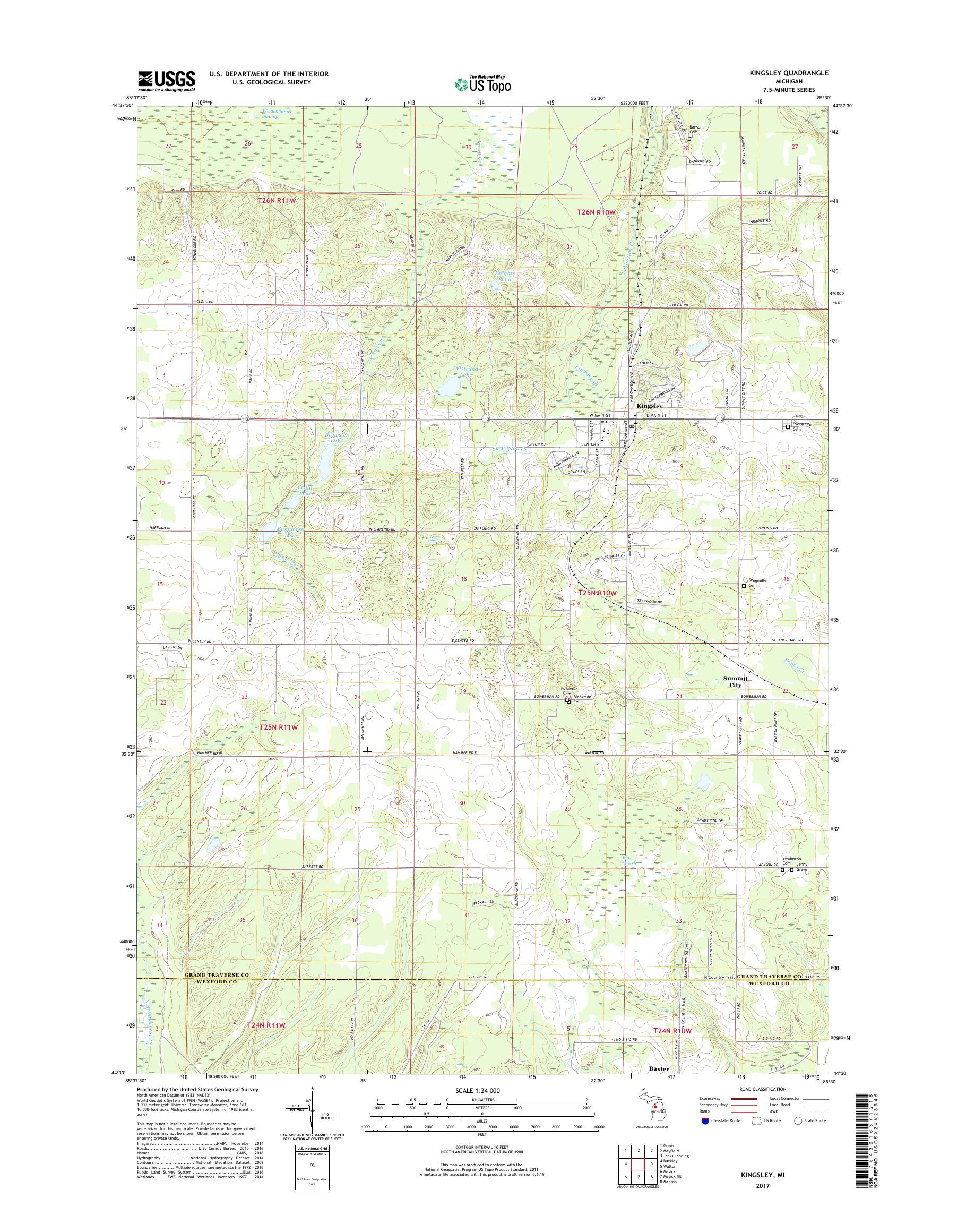 MyTopo Kingsley, Michigan USGS Quad Topo Map