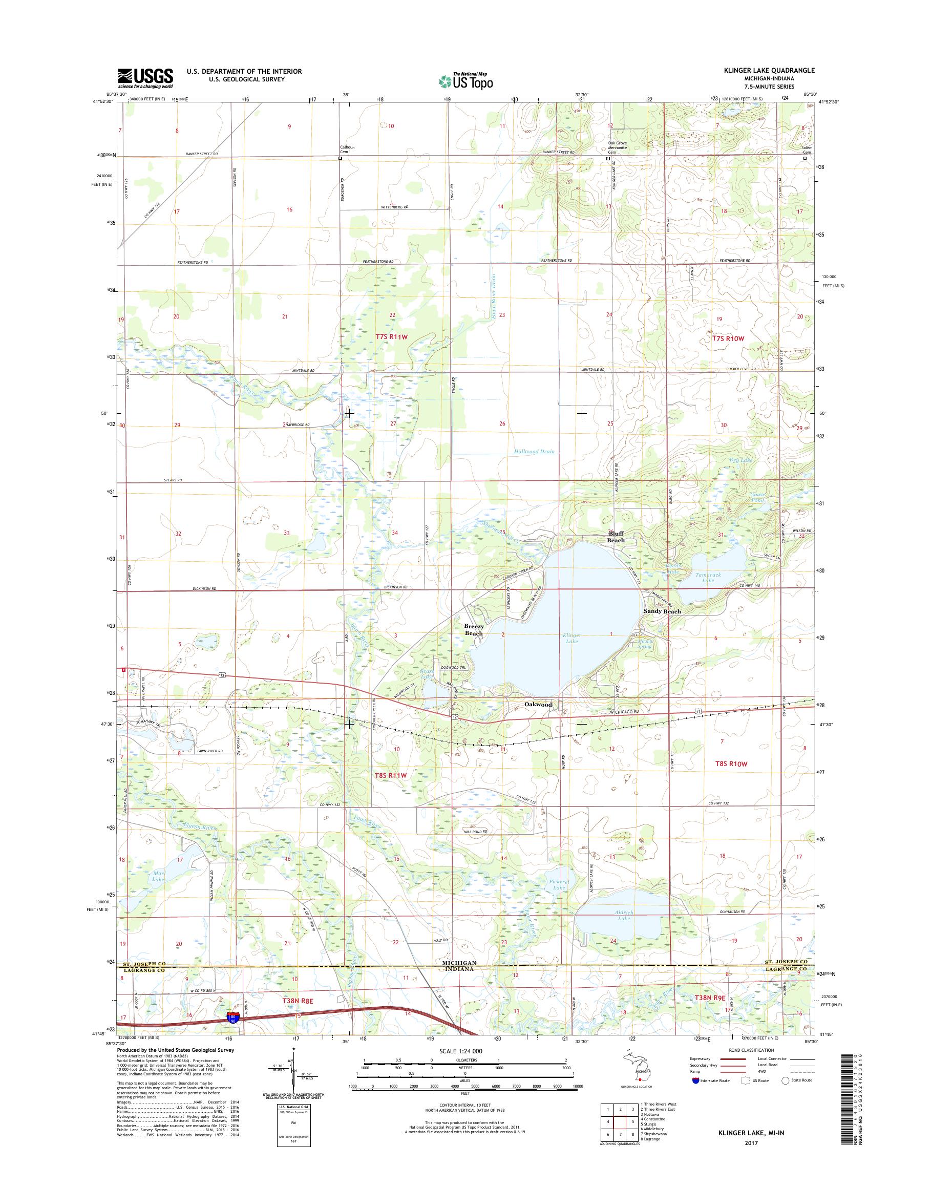 MyTopo Klinger Lake, Michigan USGS Quad Topo Map