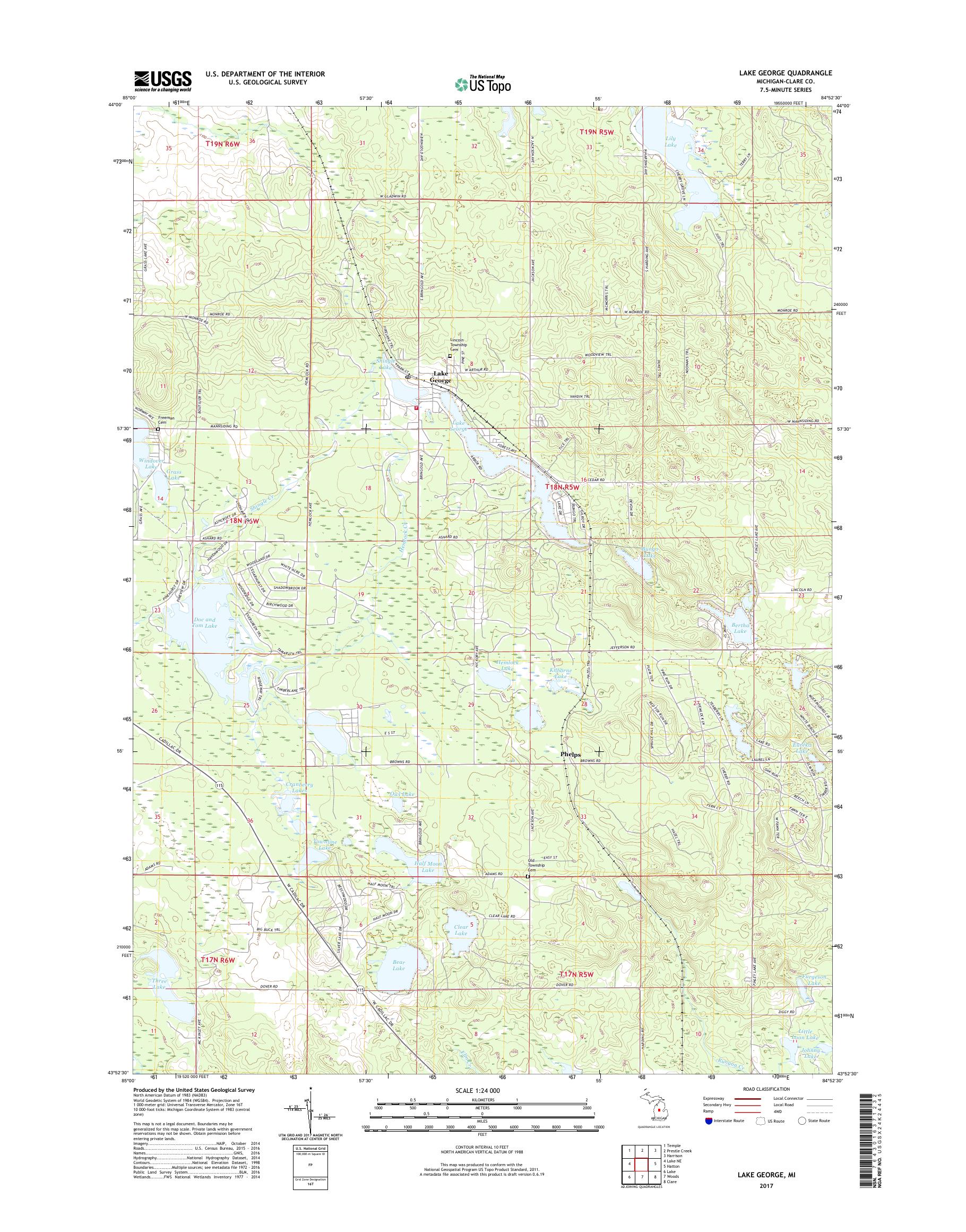 MyTopo LAKE Michigan USGS Quad Topo Map