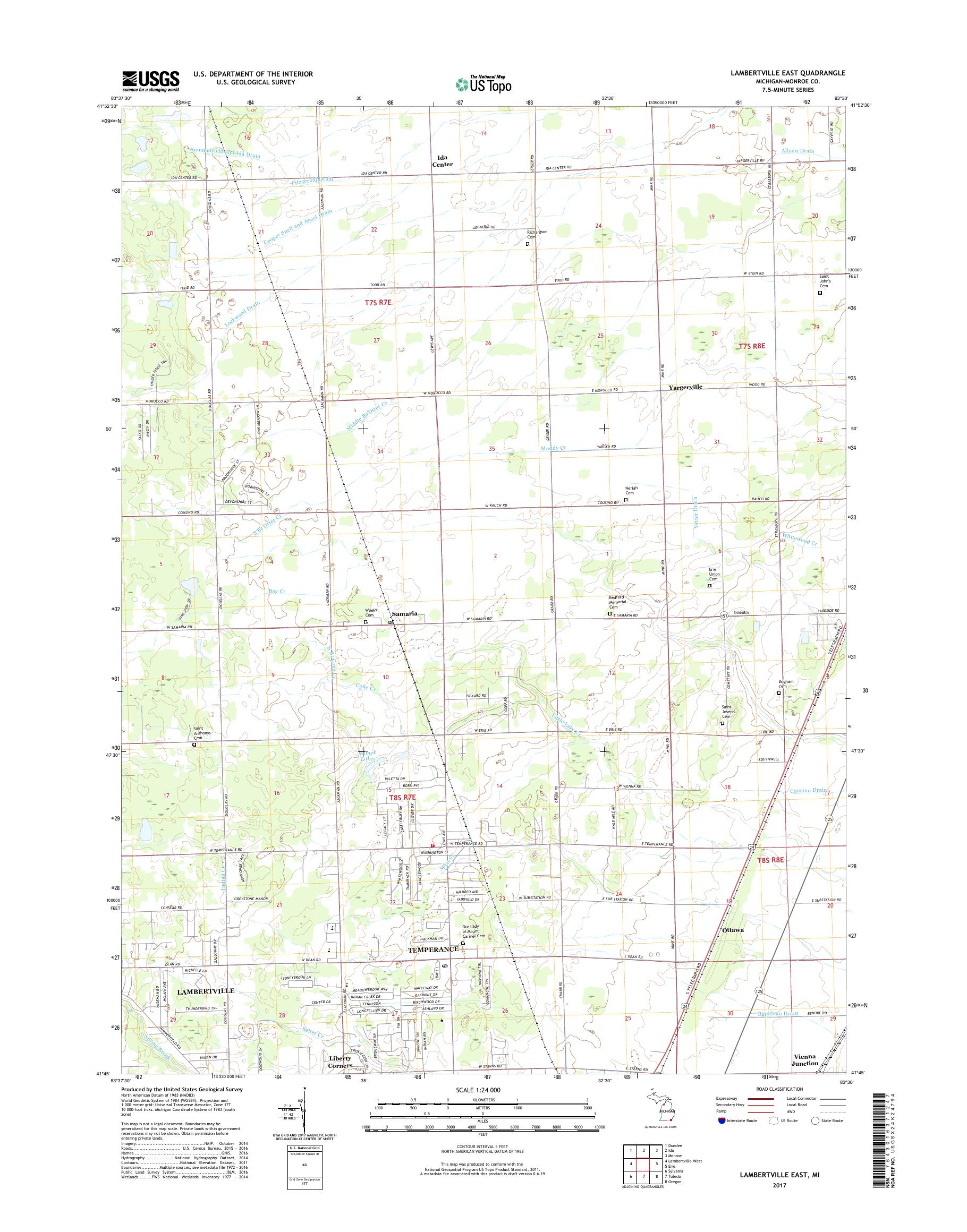 MyTopo Lambertville East, Michigan USGS Quad Topo Map