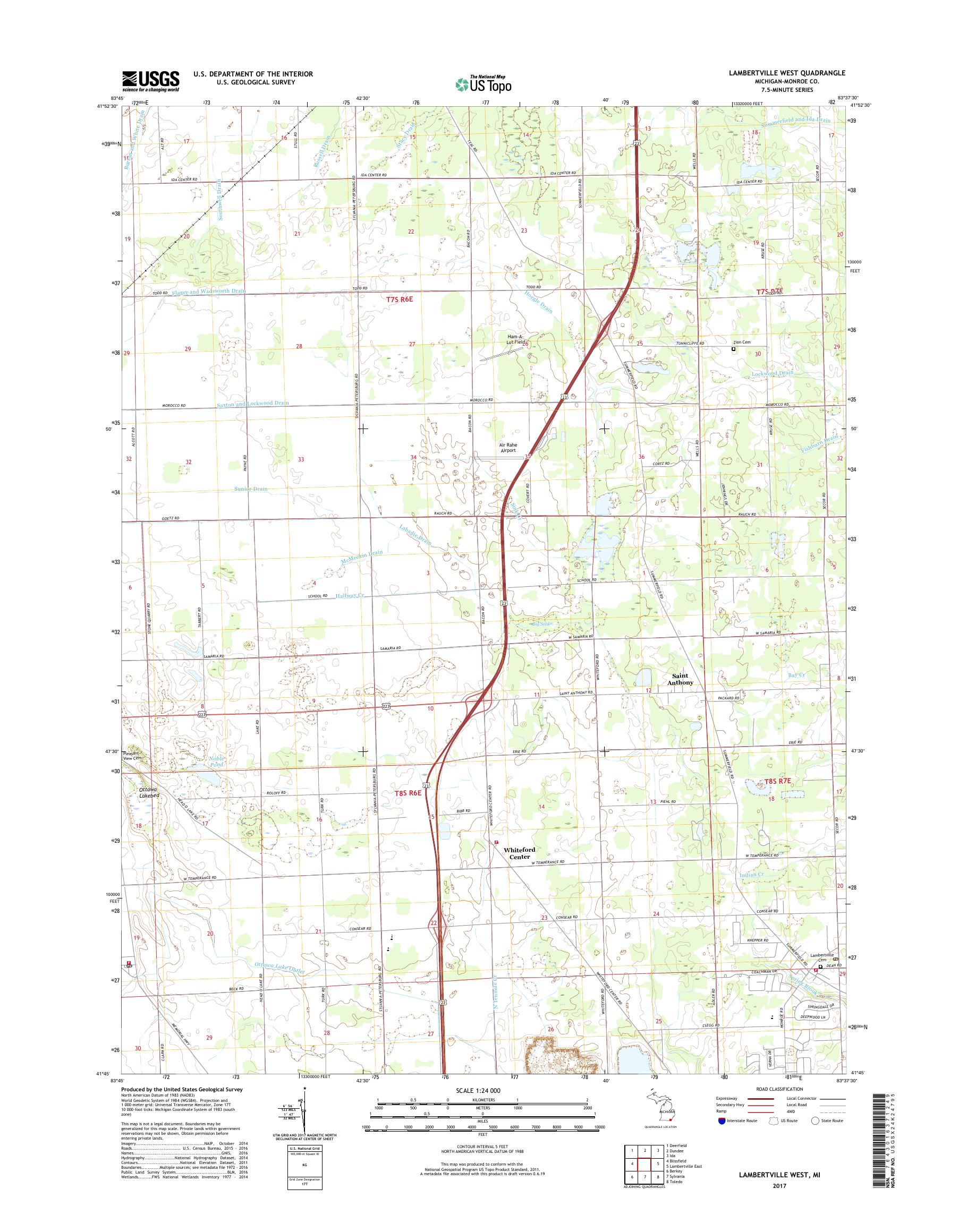 MyTopo Lambertville West, Michigan USGS Quad Topo Map