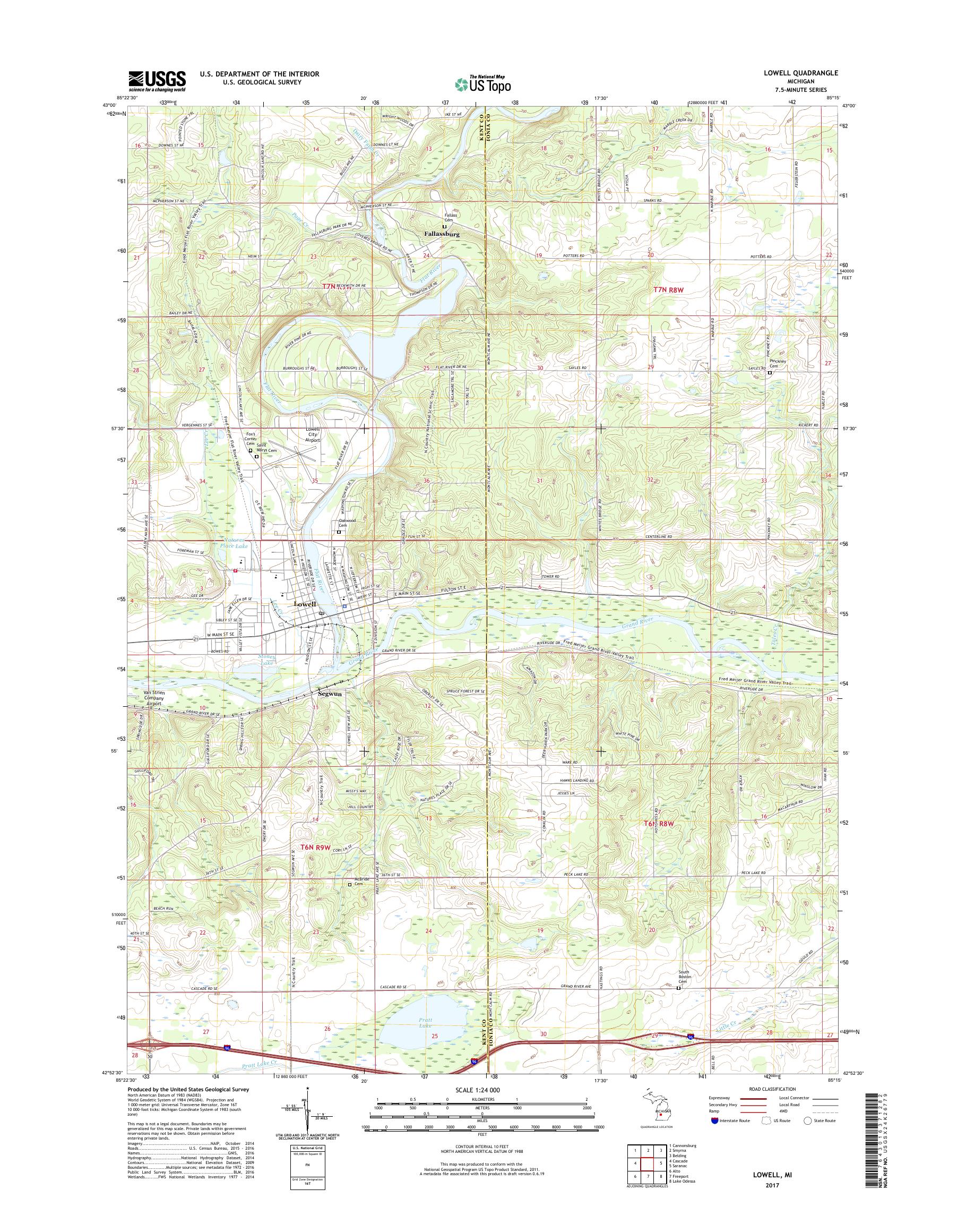MyTopo Lowell, Michigan USGS Quad Topo Map