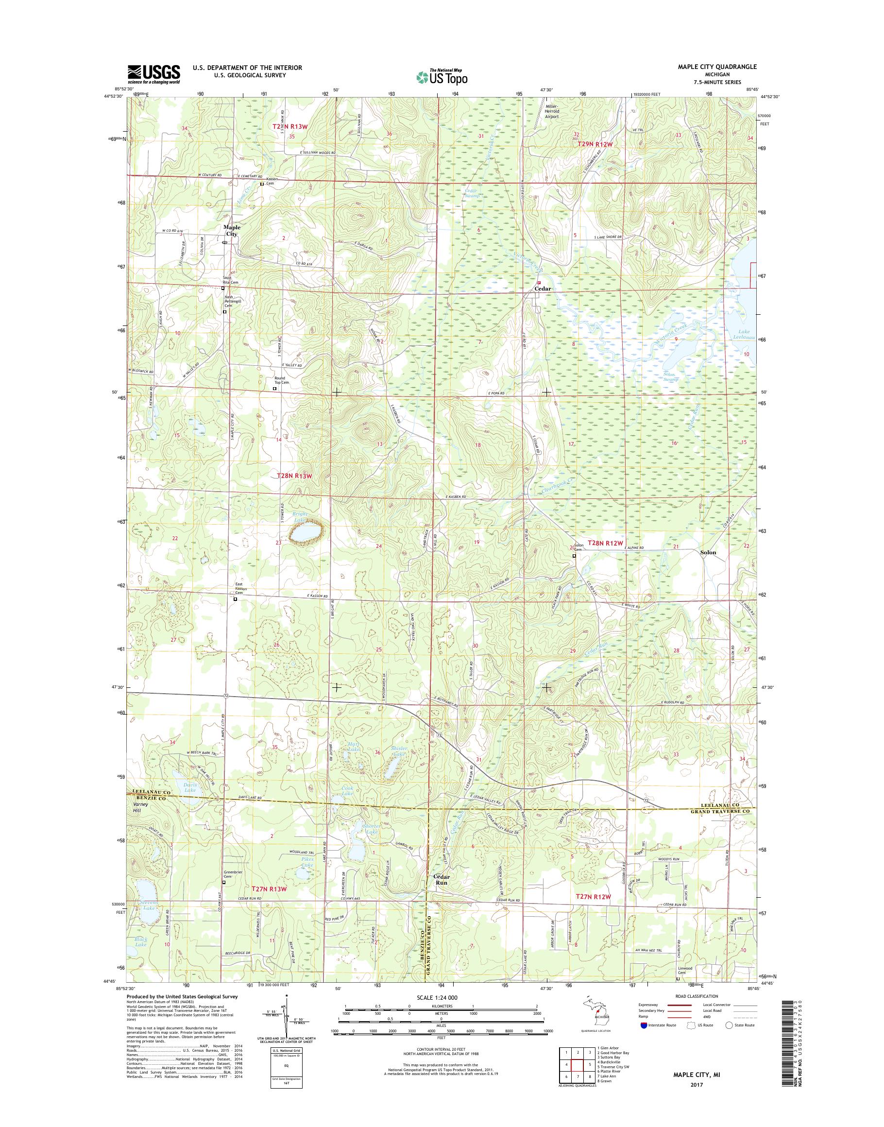 MyTopo Maple City, Michigan USGS Quad Topo Map