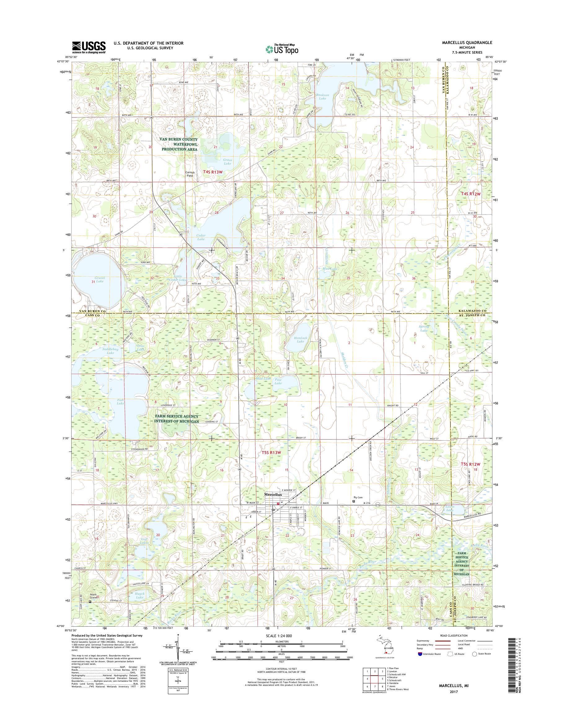 MyTopo Marcellus, Michigan USGS Quad Topo Map