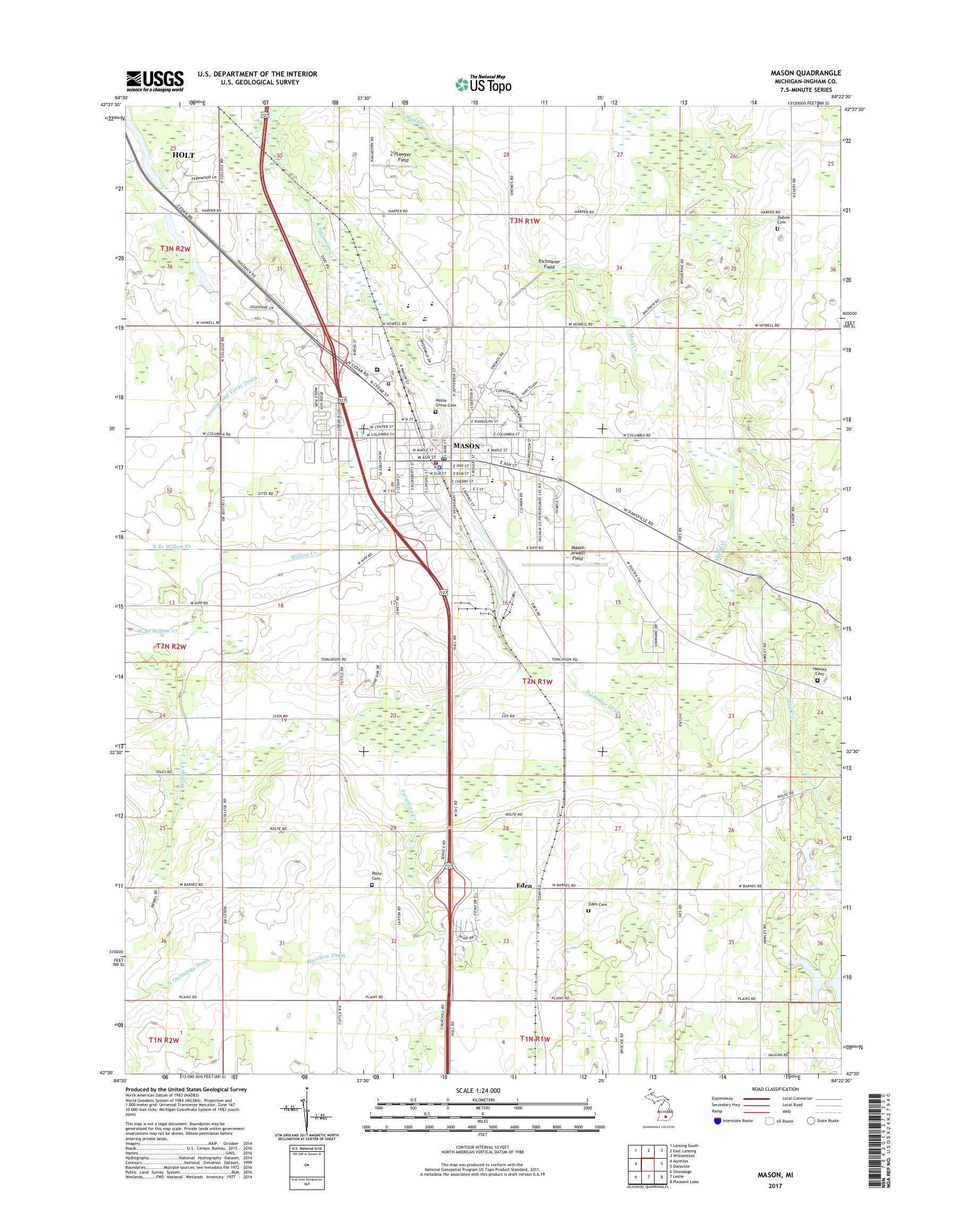 MyTopo Mason, Michigan USGS Quad Topo Map