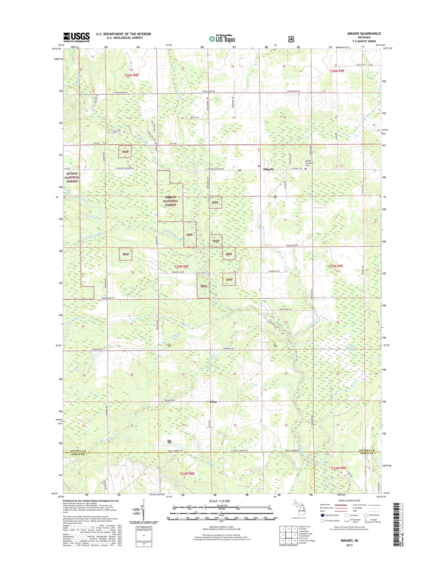 MyTopo Mikado, Michigan USGS Quad Topo Map