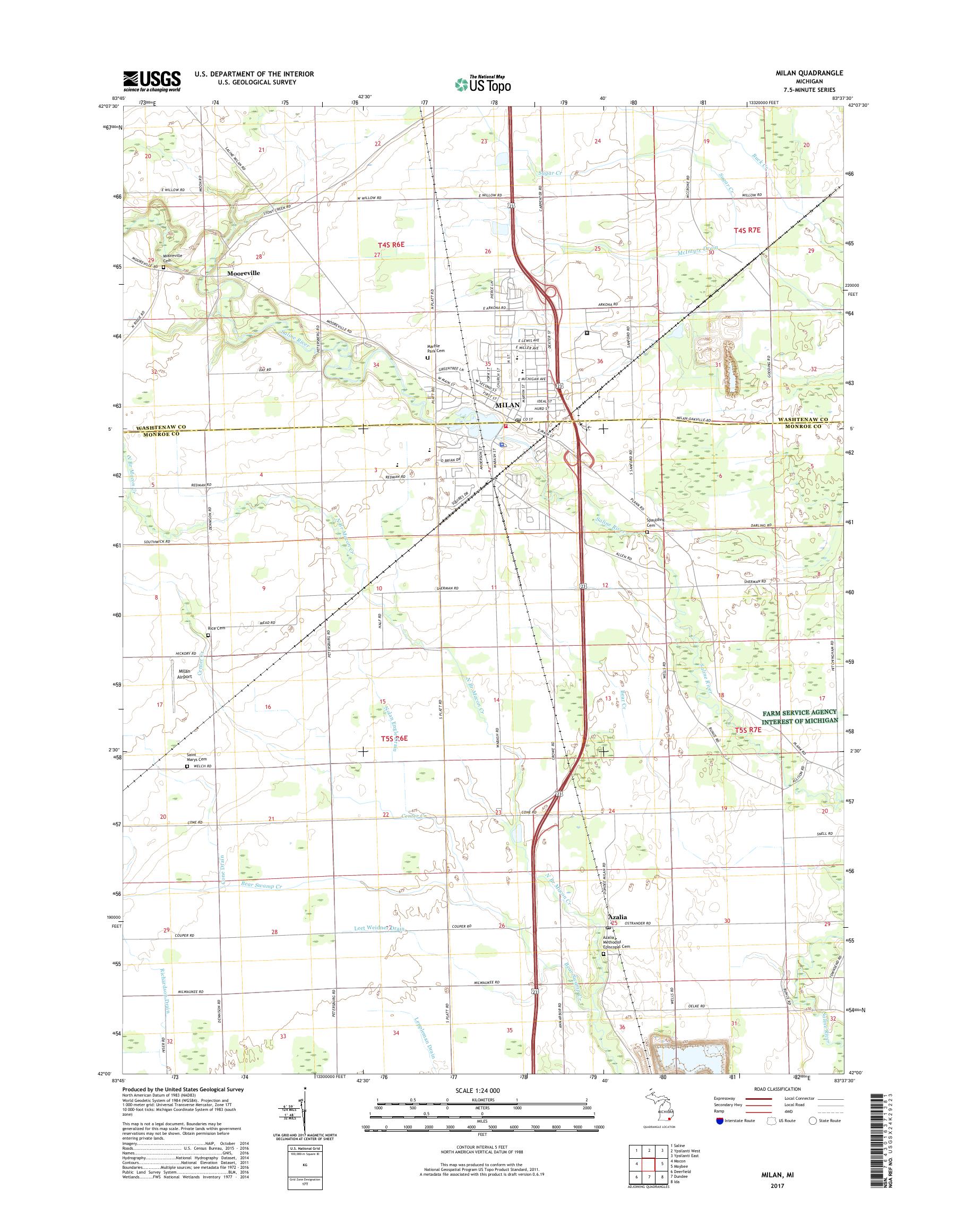 MyTopo Milan, Michigan USGS Quad Topo Map