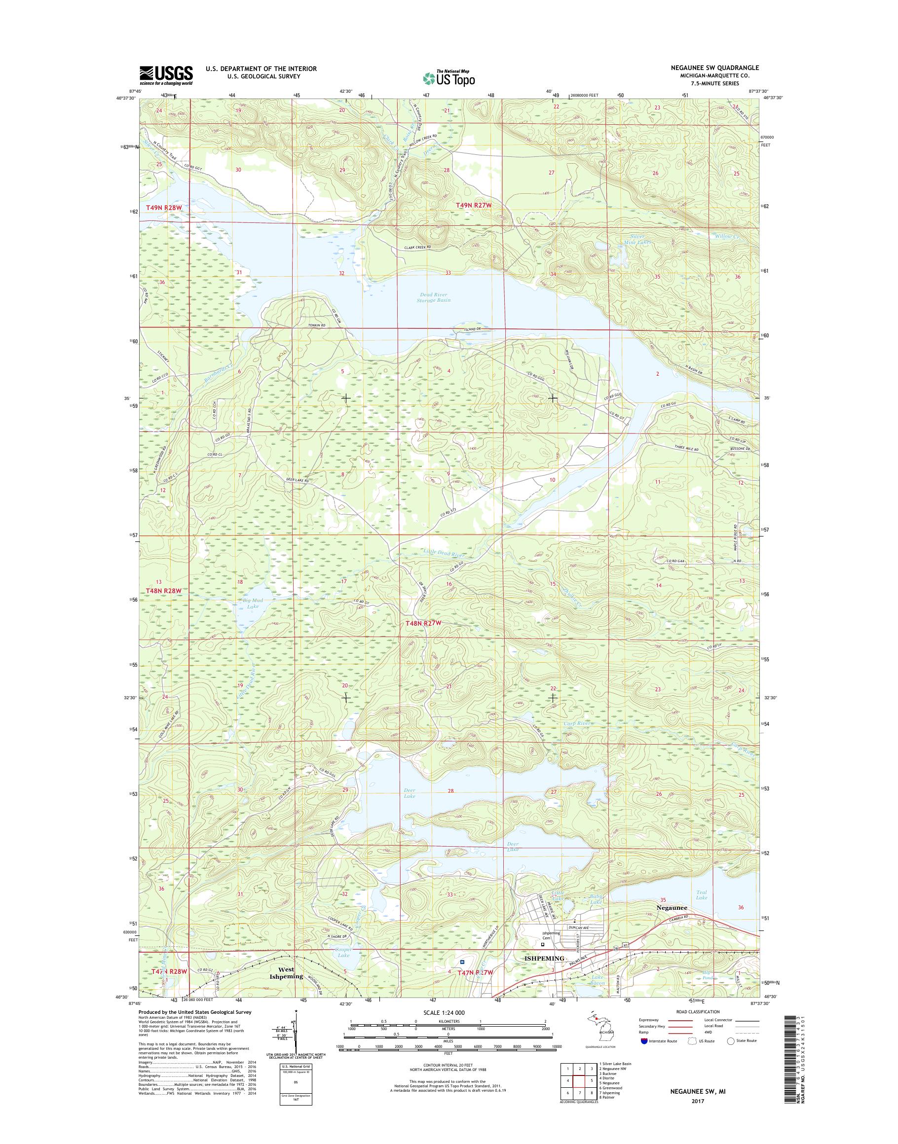 MyTopo Negaunee SW, Michigan USGS Quad Topo Map