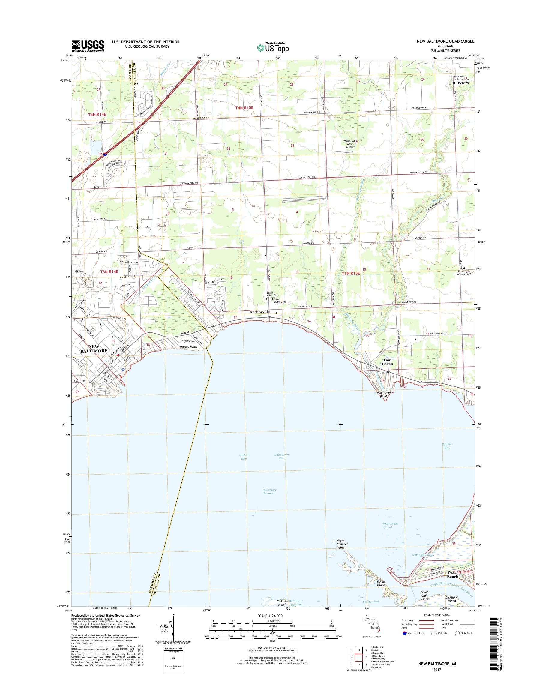 MyTopo New Baltimore, Michigan USGS Quad Topo Map