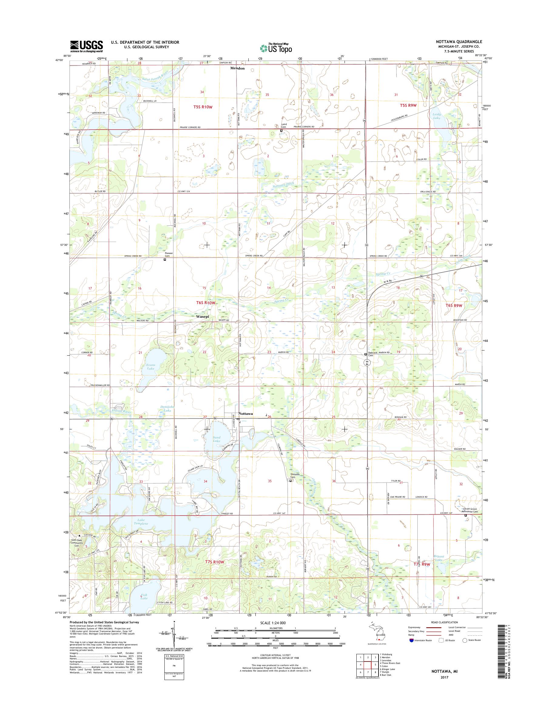 MyTopo Nottawa, Michigan USGS Quad Topo Map