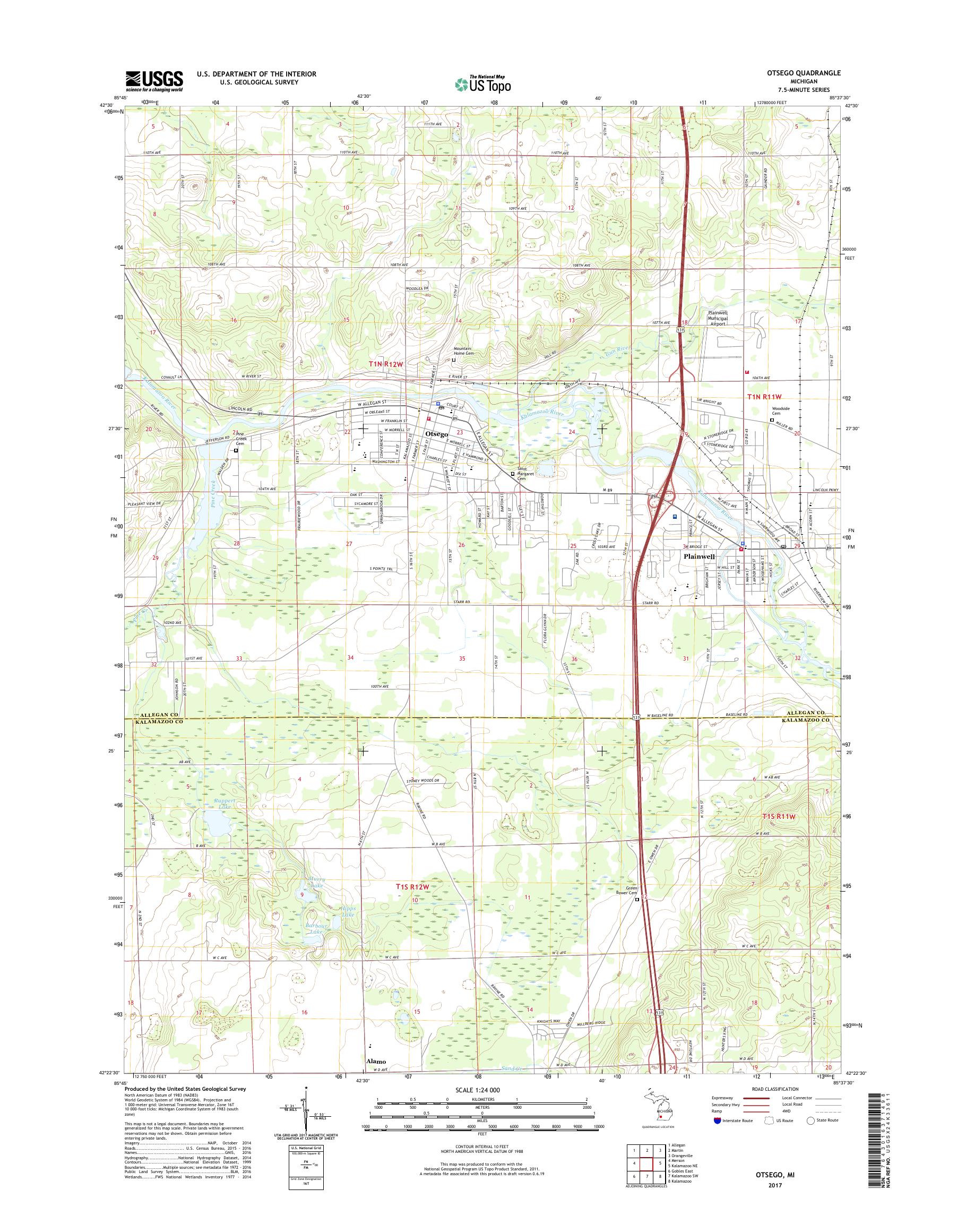 MyTopo Otsego, Michigan USGS Quad Topo Map