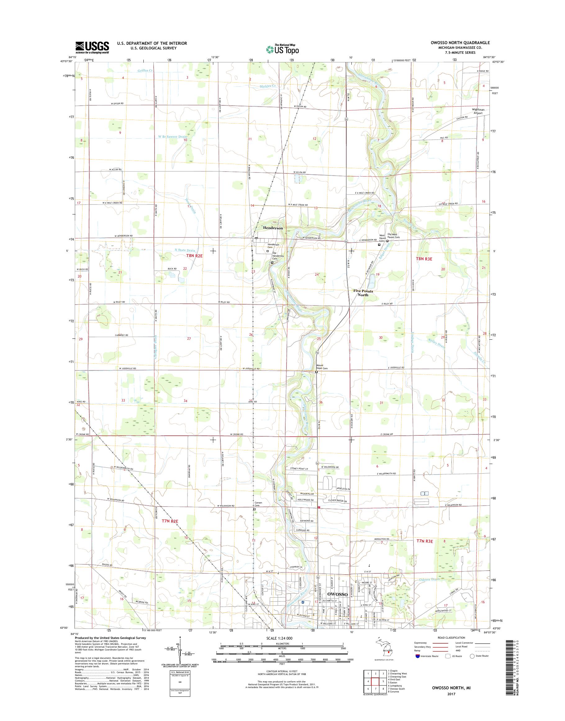 MyTopo Owosso North, Michigan USGS Quad Topo Map