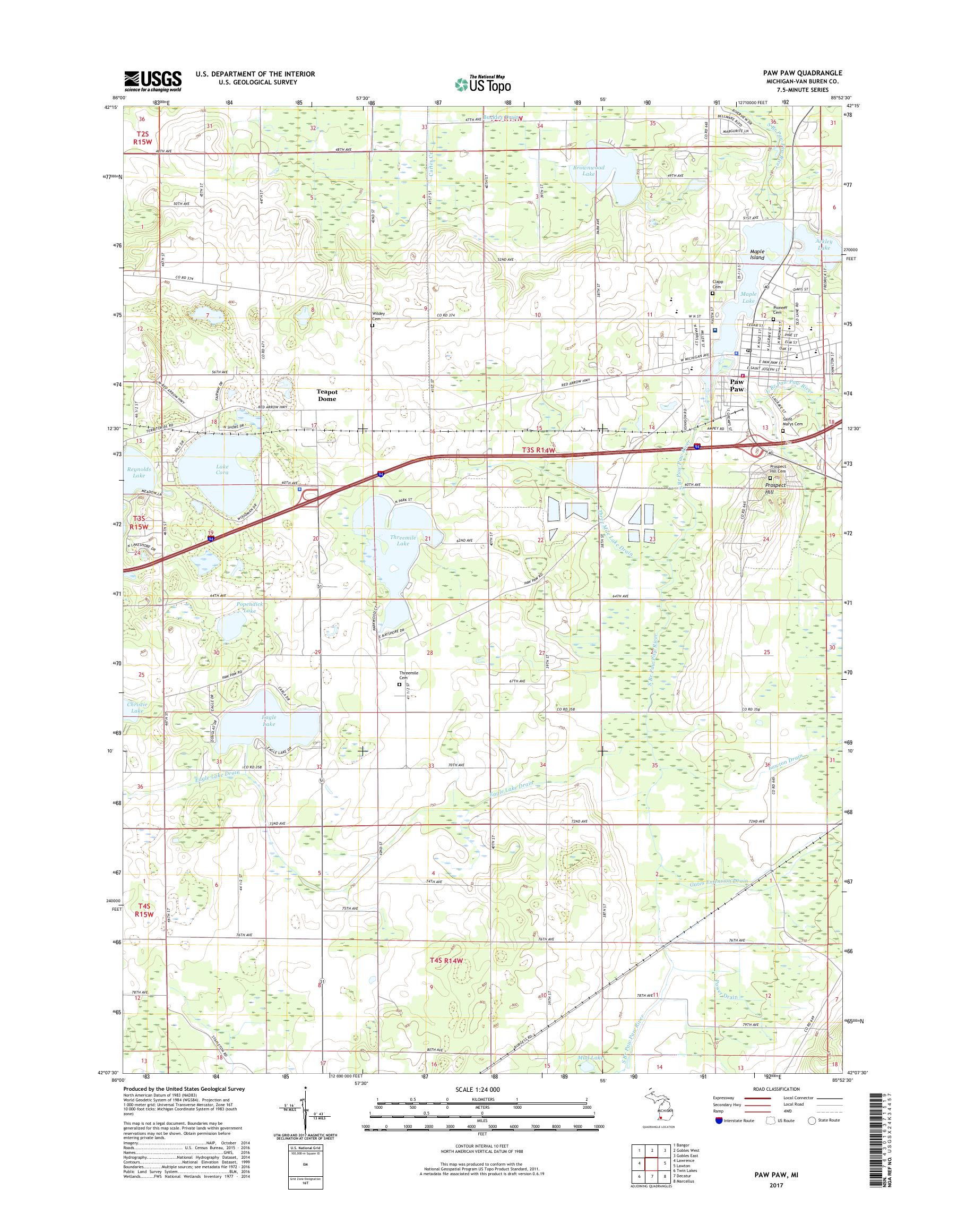 MyTopo Paw Paw, Michigan USGS Quad Topo Map