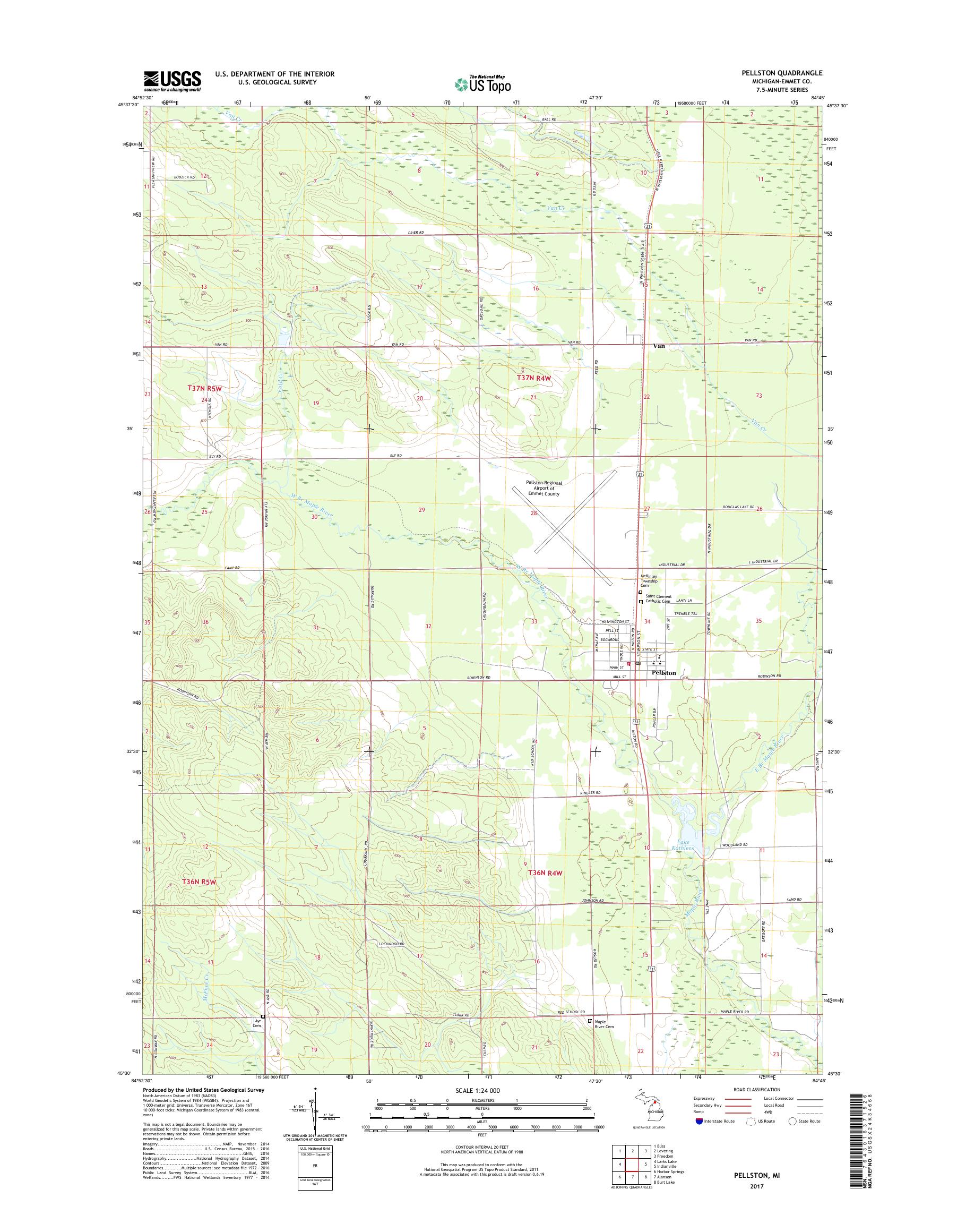 MyTopo Pellston, Michigan USGS Quad Topo Map