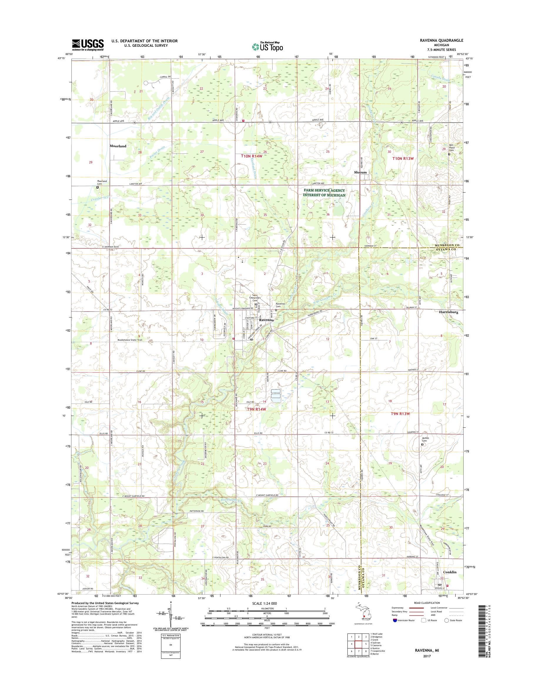 MyTopo Ravenna, Michigan USGS Quad Topo Map